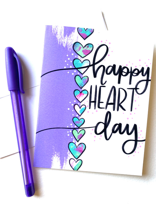 "Happy Heart Day" Valentine Card with Envelope