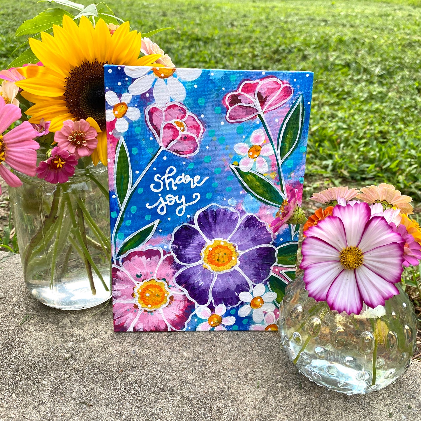 August 2020 Daily Painting Day 31 “Share Joy” 5x7 inch original