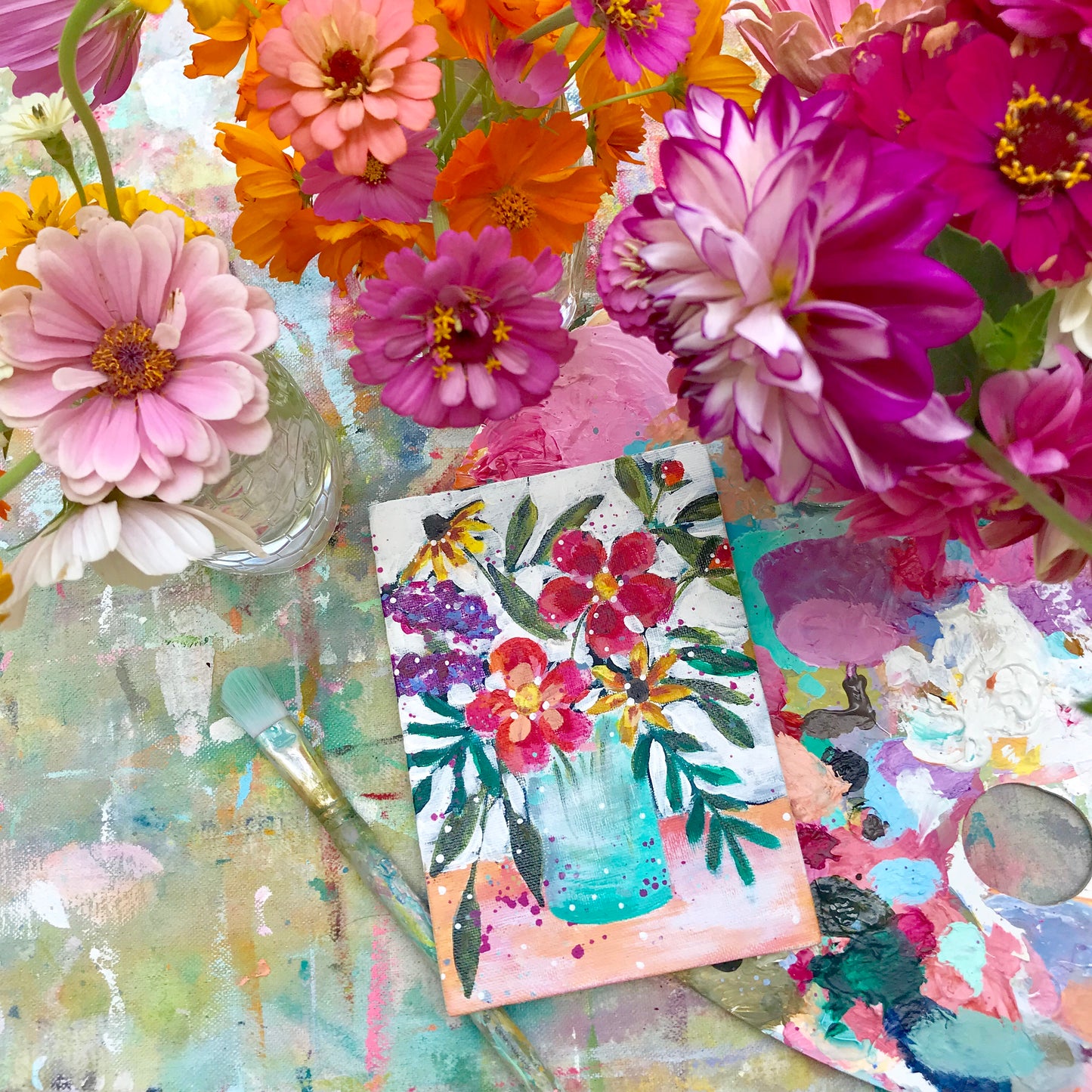 August Daily Painting Day 9 “Be Radiant” 5x7 inch Floral Original - Bethany Joy Art