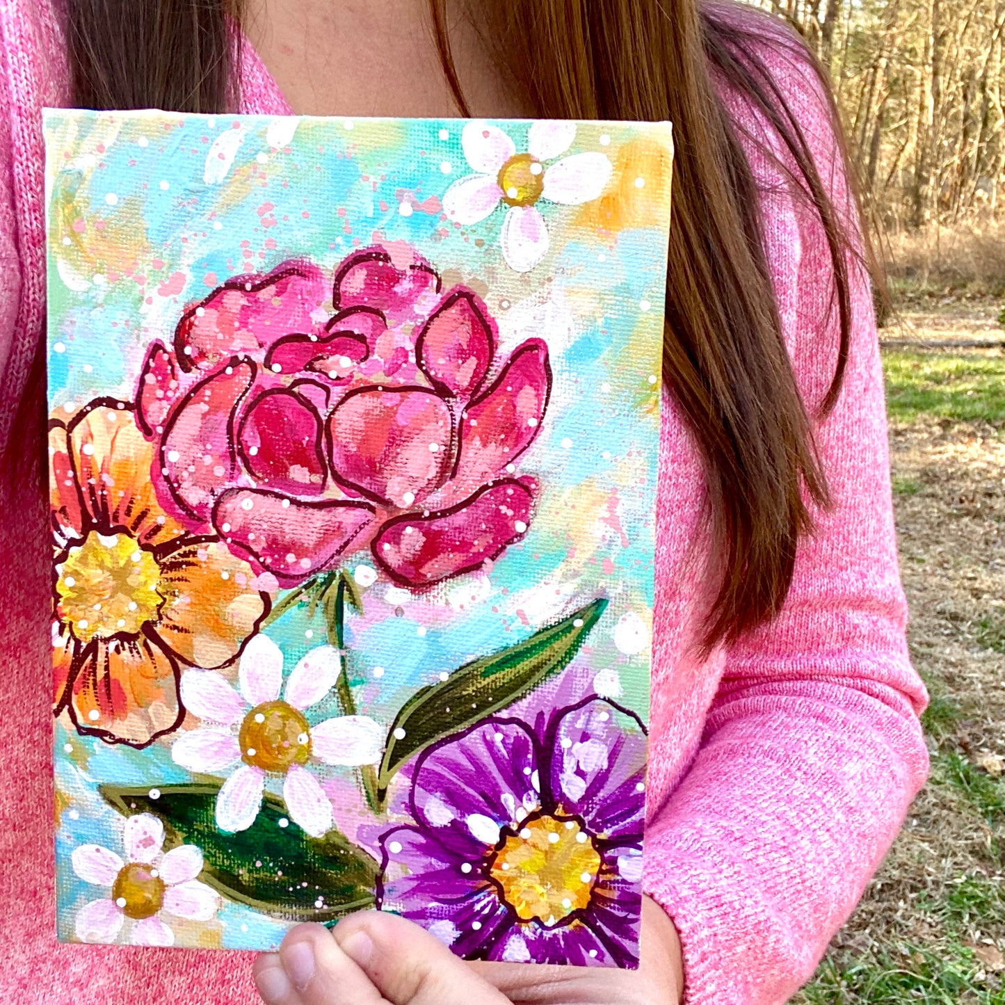 January Daily Painting Day 2 “Heart Blooms” 5x7 inch Floral Original - Bethany Joy Art