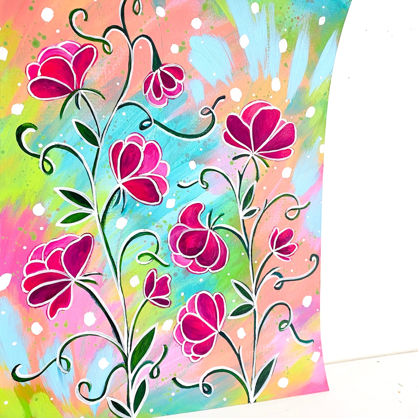 February Flowers Day 27 Sweet Pea 8.5x11 inch original painting
