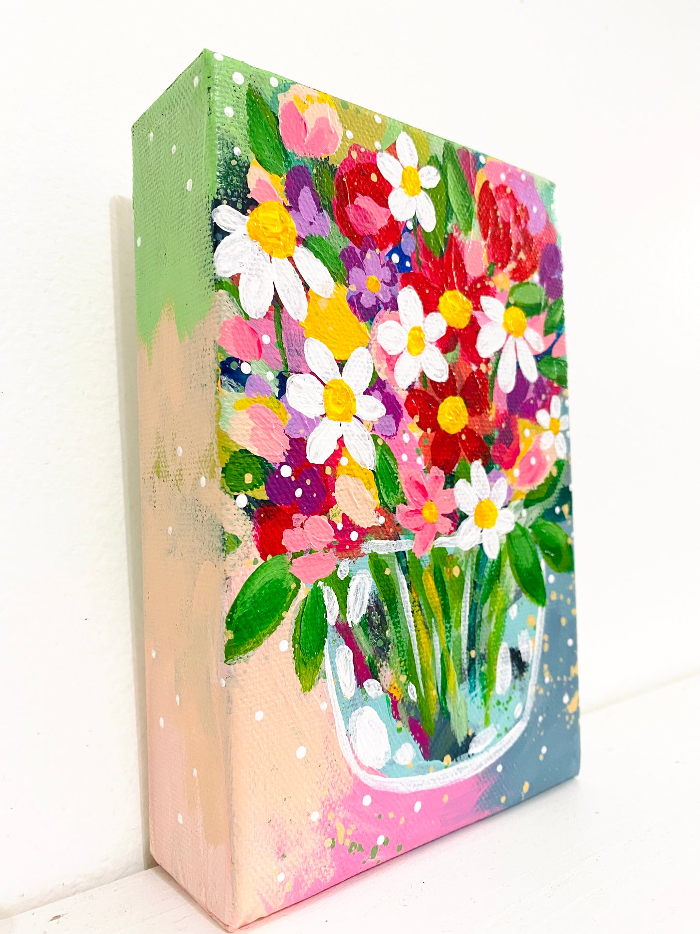 Floral Original Painting "Filled with Love" 4x6 inch canvas