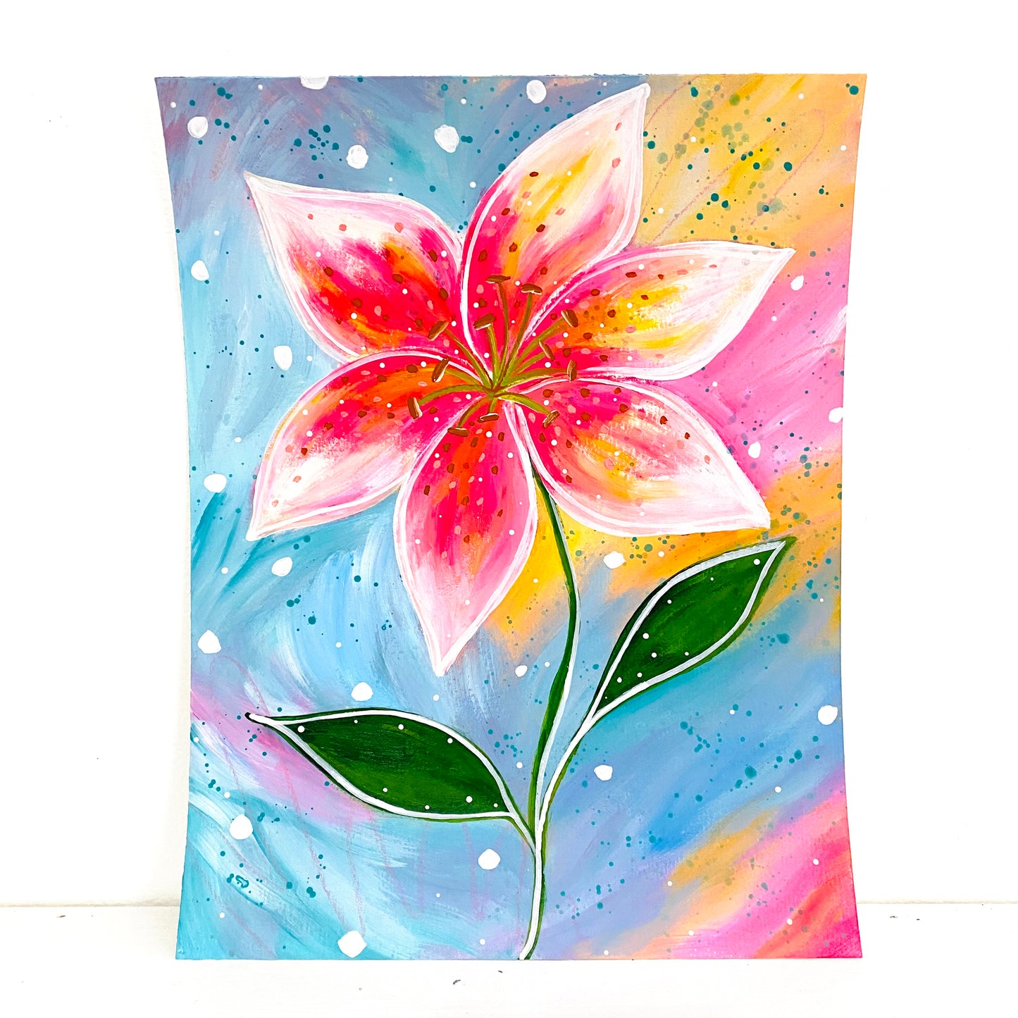 February Flowers Day 21 Lily 8.5x11 inch original painting