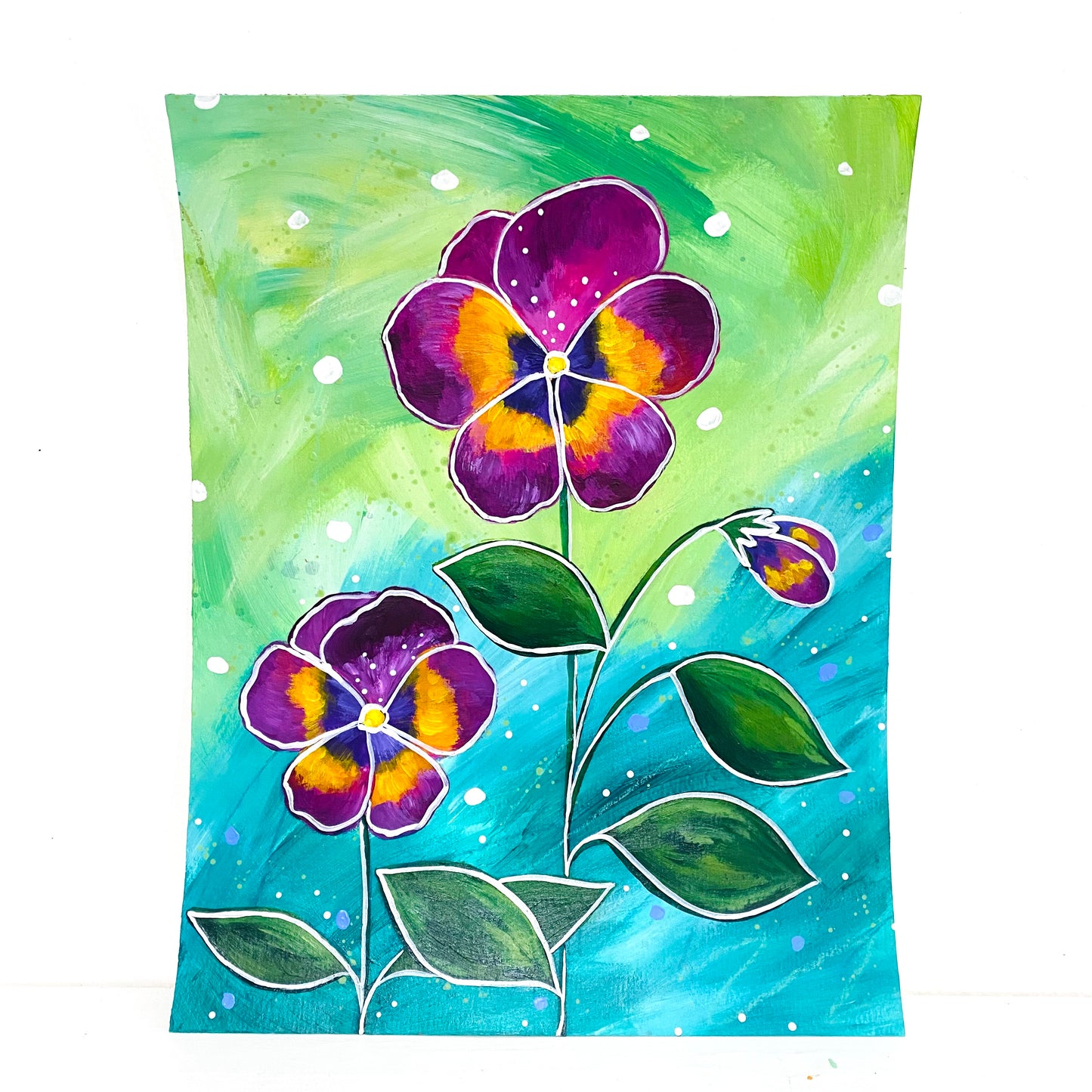 February Flowers Day 15 Pansy 8.5x11 inch original painting