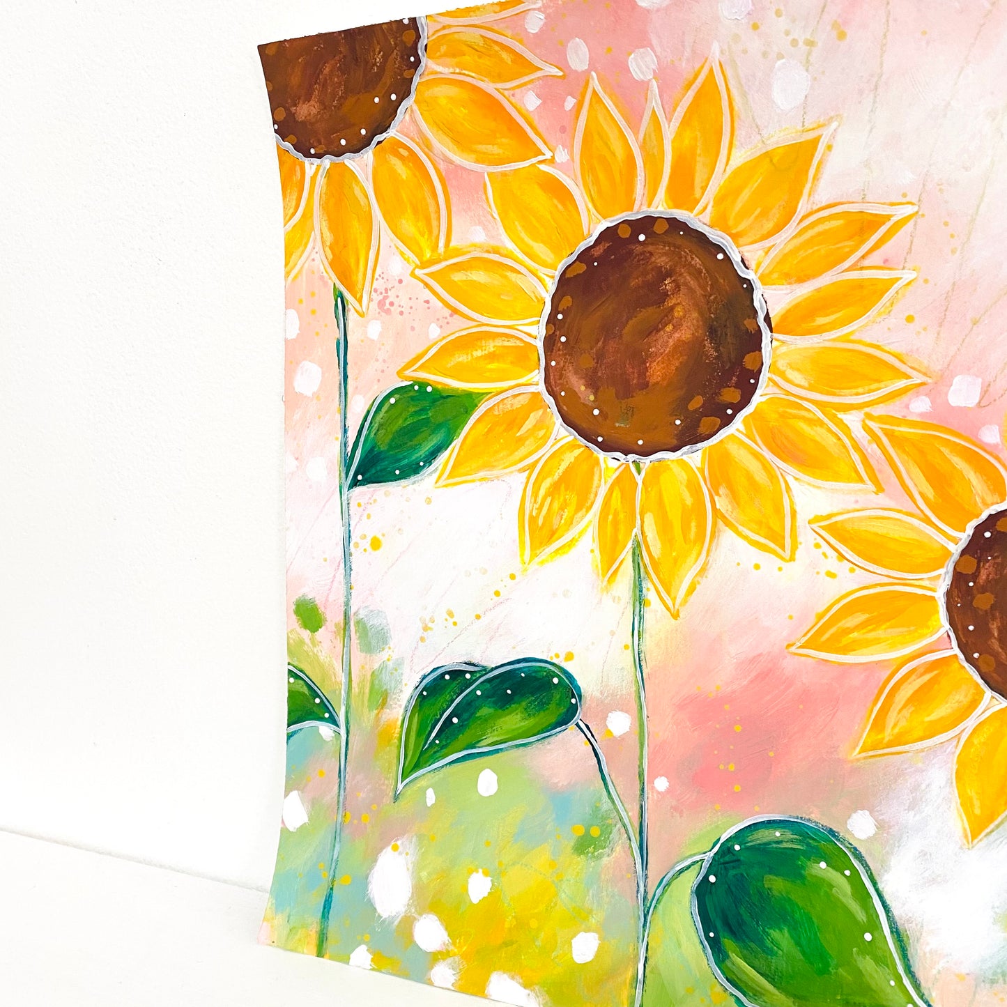 February Flowers Day 2 Sunflowers 8.5x11 inch original painting