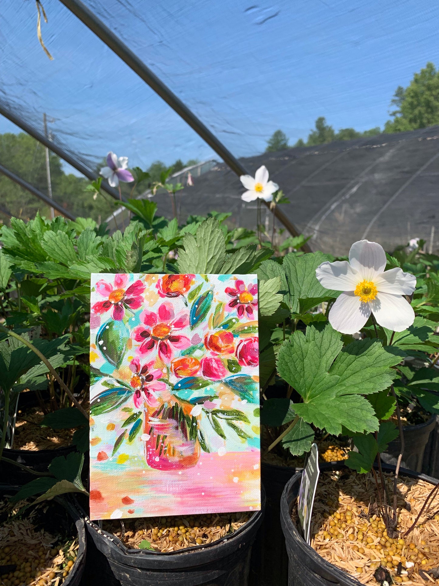 August Daily Painting Day 7 “Raspberry Picking” 5x7 inch Floral Original - Bethany Joy Art