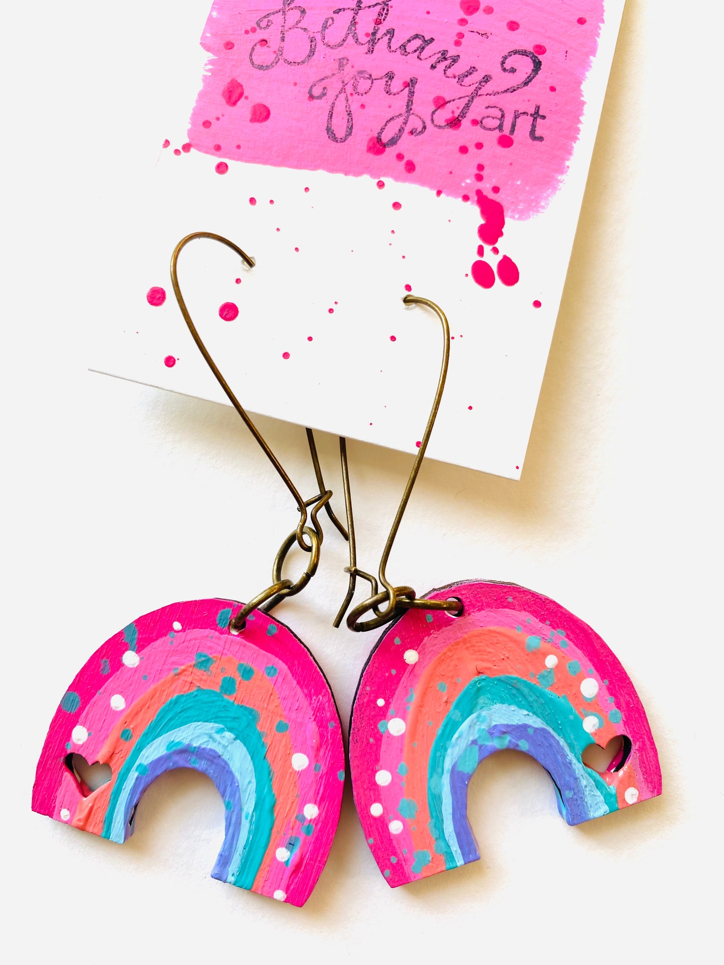 Colorful, Hand Painted, Rainbow Shaped Earrings Color Palette 4
