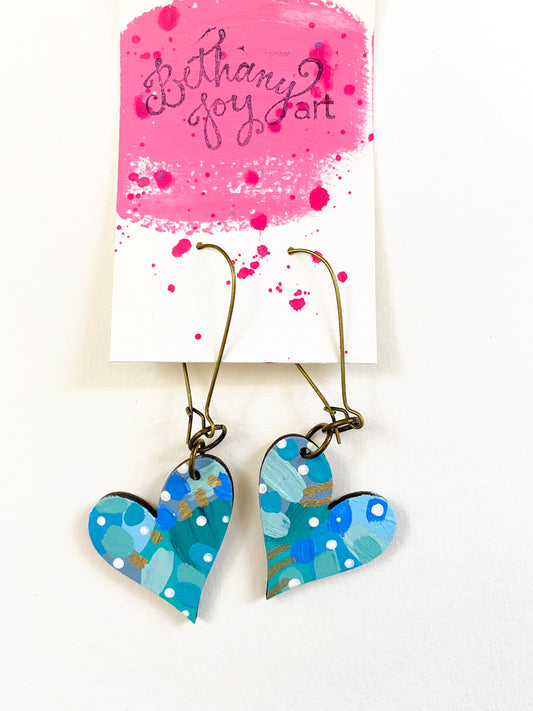 Colorful, Hand Painted, Heart Shaped Earrings 181