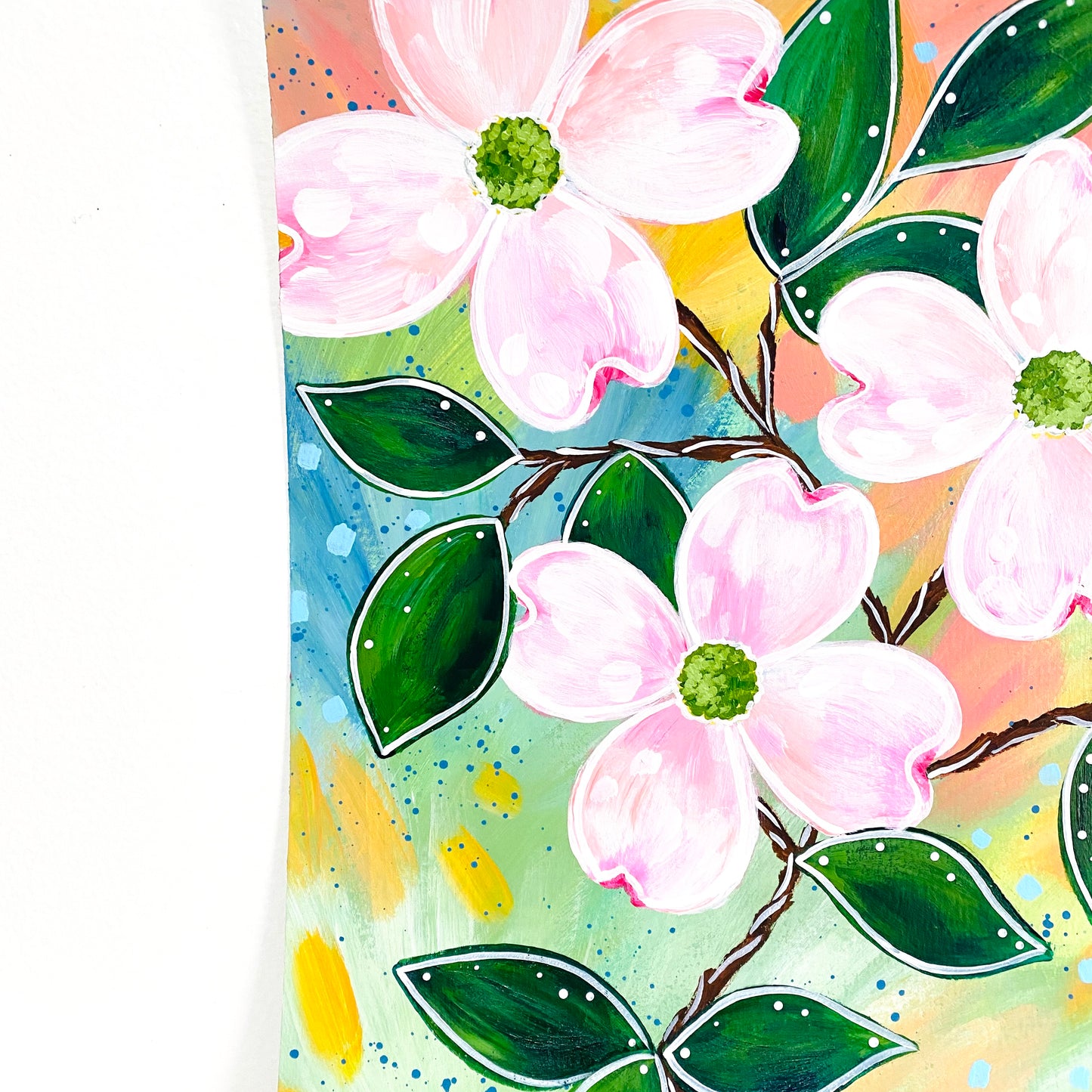 February Flowers Day 23 Dogwood 8.5x11 inch original painting