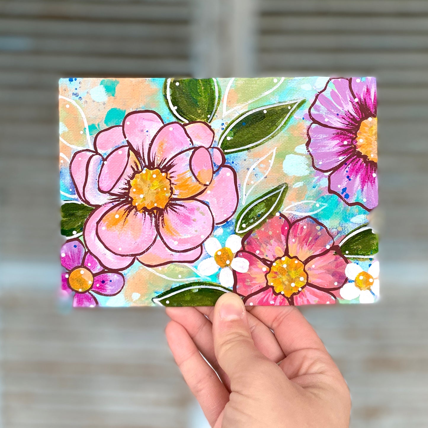 January Daily Painting Day 18 “Grow with Love” 5x7 inch Floral Original - Bethany Joy Art