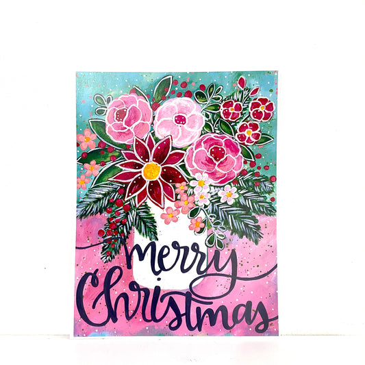 Merry Christmas Floral Bethany Joy Art Print