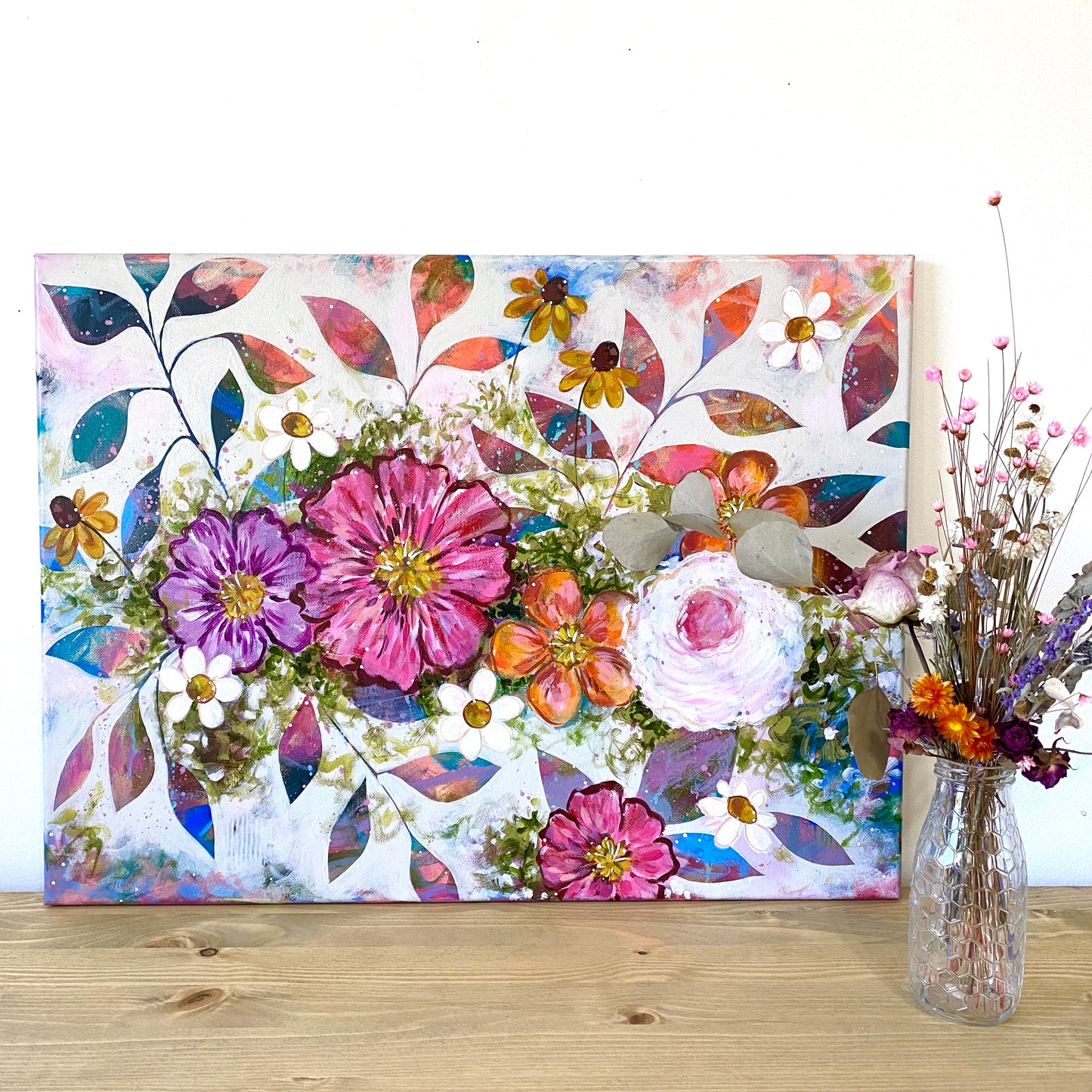 "New Miracles Every Morning" Floral Original Painting on 20x24 inch canvas - Bethany Joy Art