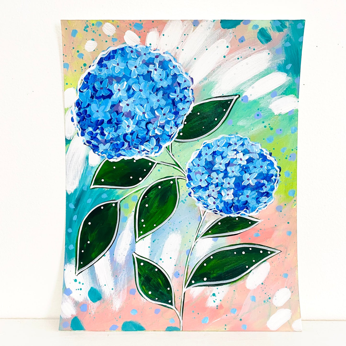 February Flowers Day 25 Hydrangea 8.5x11 inch original painting