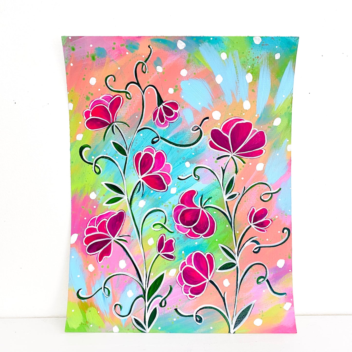 February Flowers Day 27 Sweet Pea 8.5x11 inch original painting