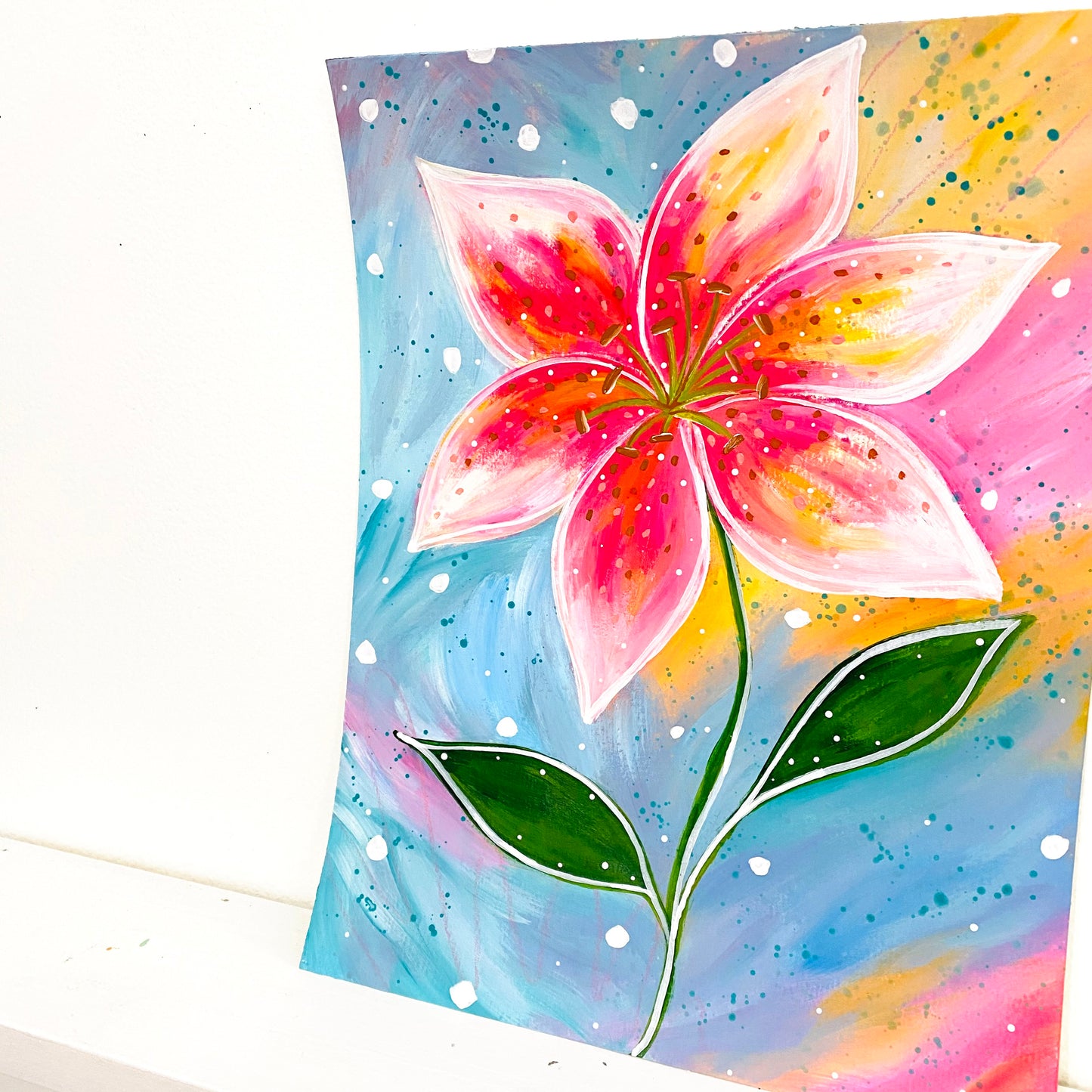 February Flowers Day 21 Lily 8.5x11 inch original painting