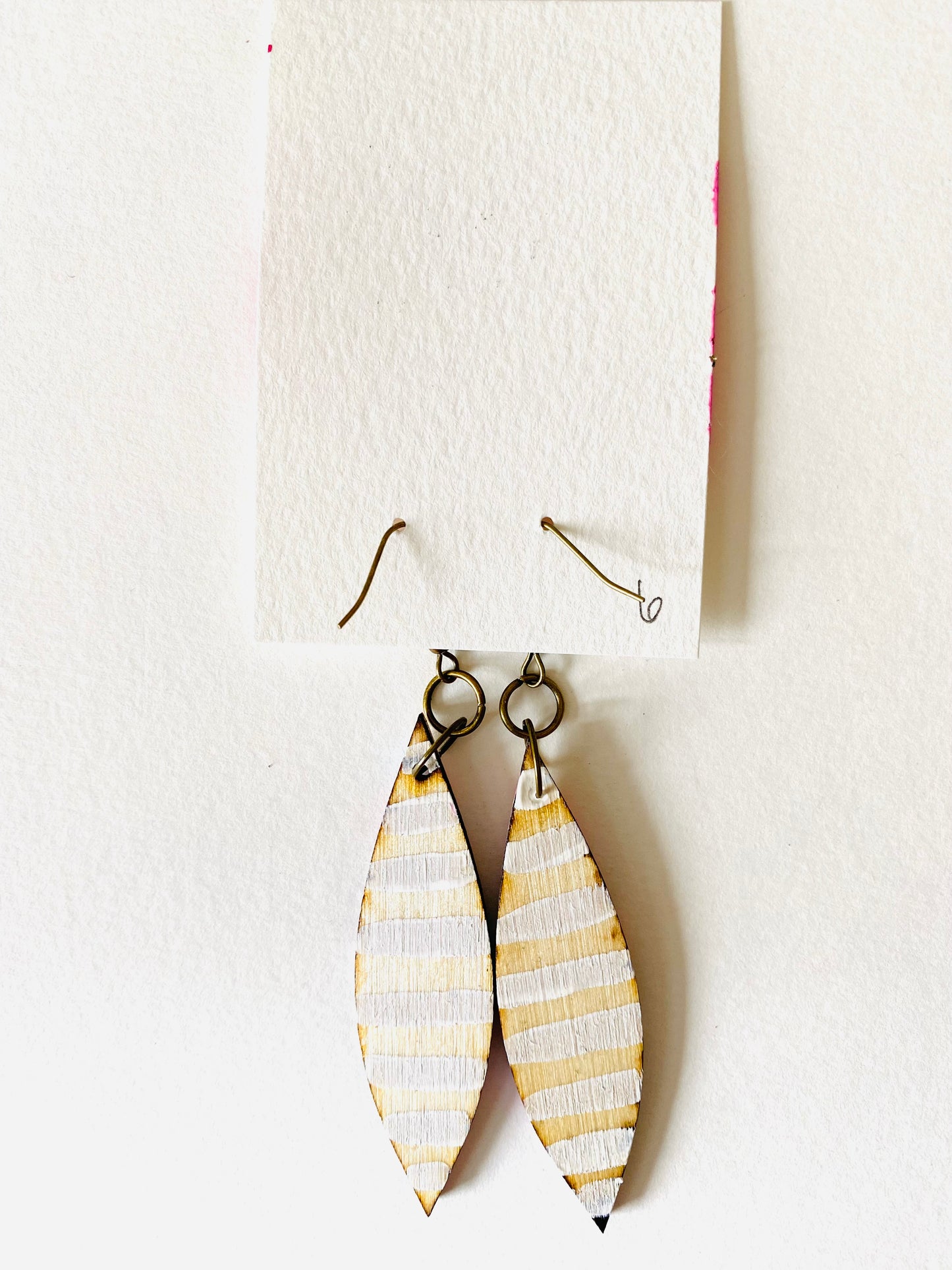 Colorful, Hand Painted Oblong Leaf Shaped Earrings 6