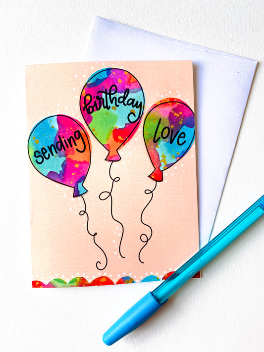 "Sending Birthday Love" Card with Envelope