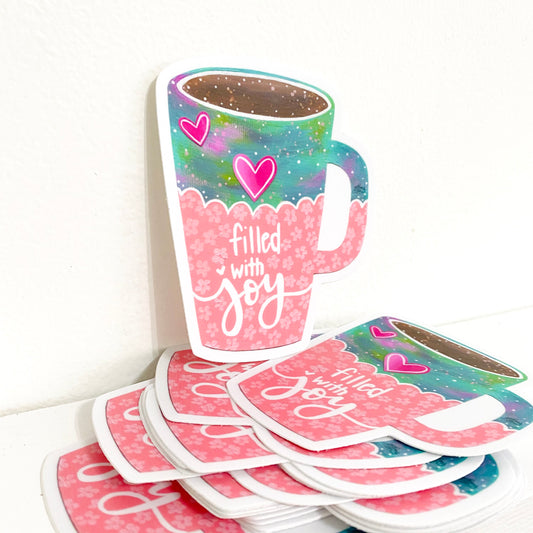 Filled with Joy Mug Vinyl Sticker - November Sticker of the Month