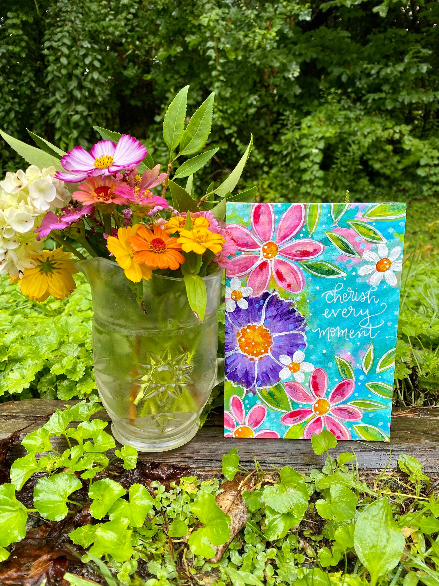 August 2020 Daily Painting Day 7 “Floral Moments” 5x7 inch original