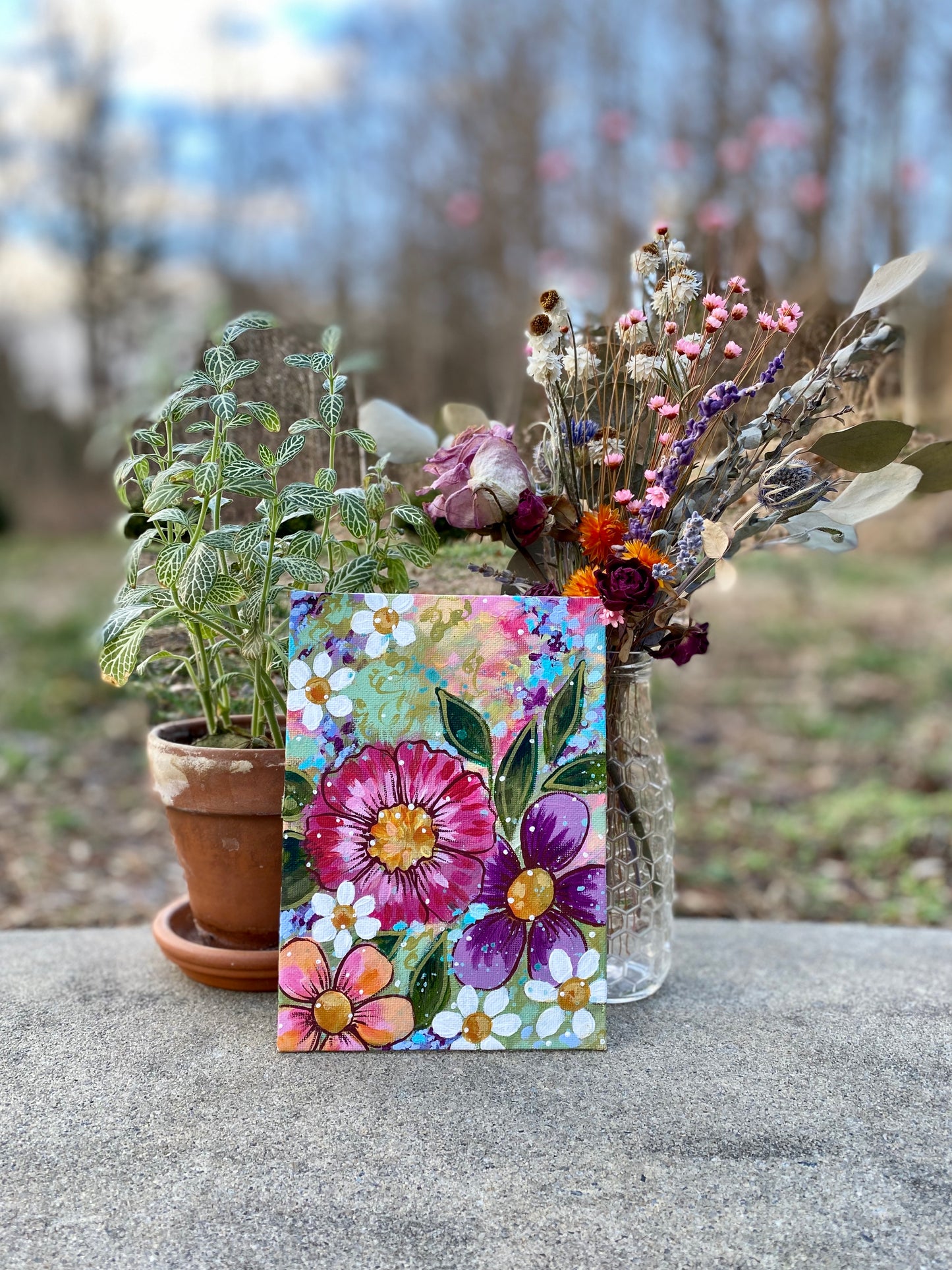 January Daily Painting Day 4 “Grow a Happy Life” 5x7 inch Floral Original - Bethany Joy Art