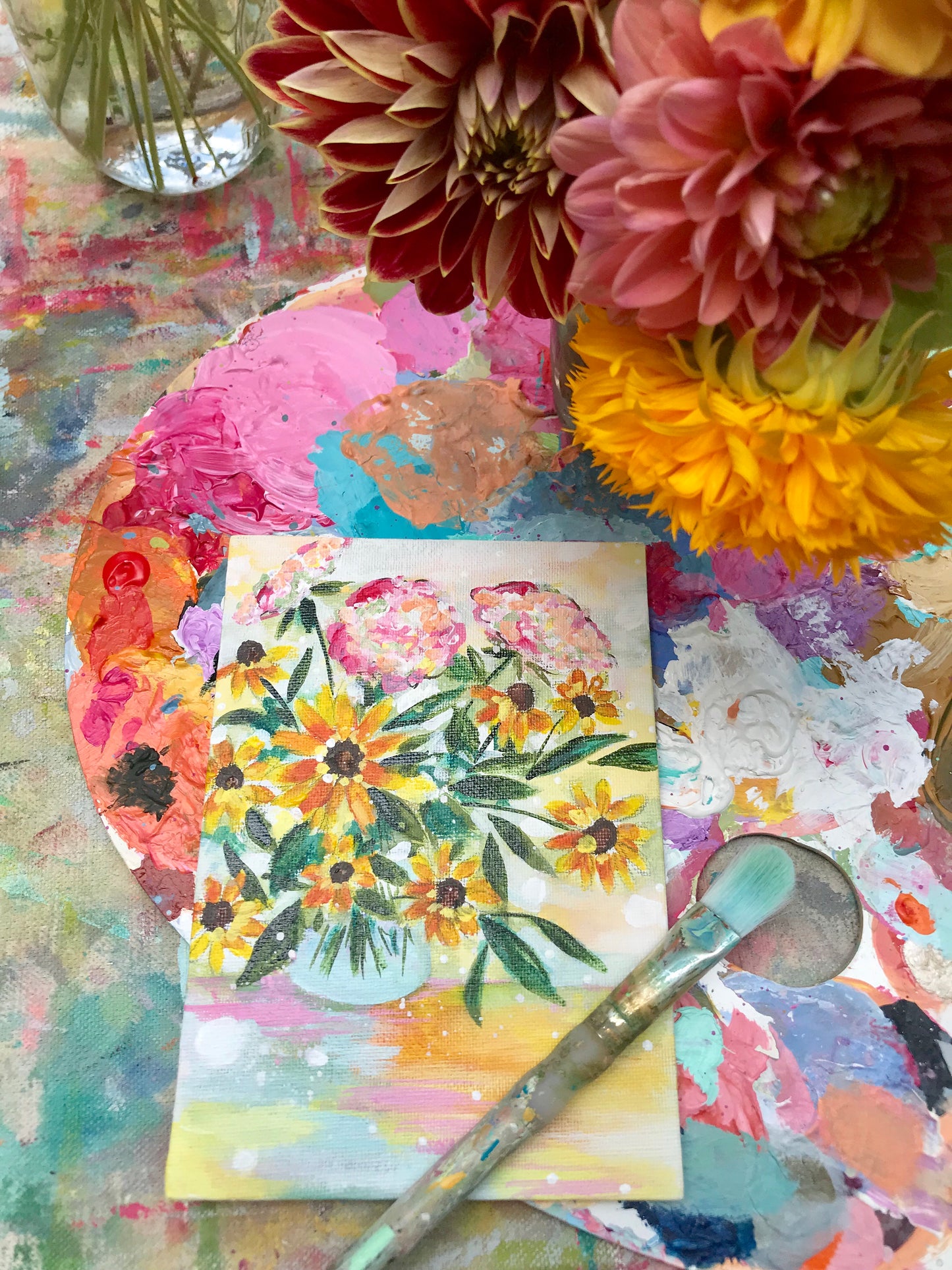 August Daily Painting Day 10 “Be The Sunshine" 5x7 inch Floral Original - Bethany Joy Art