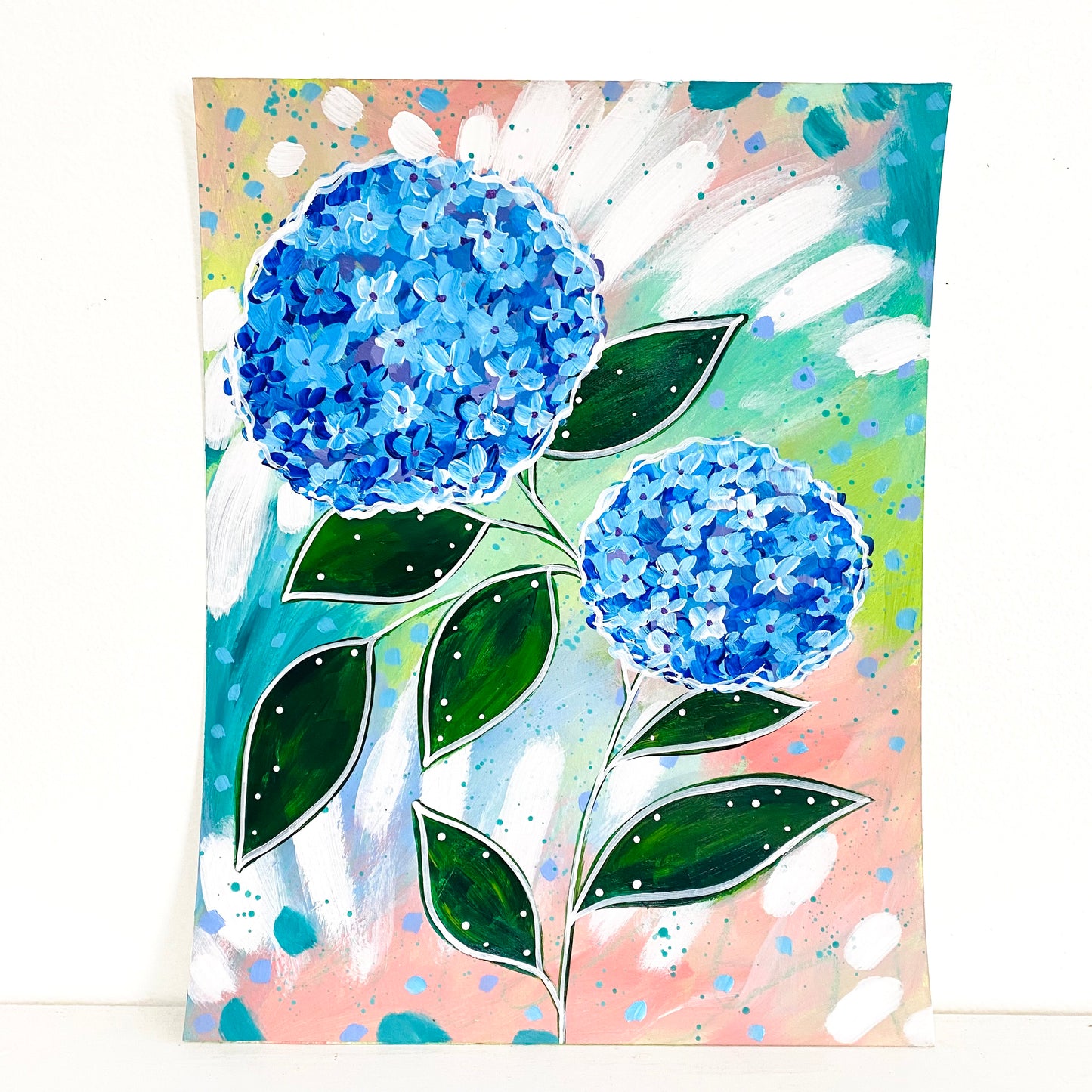 February Flowers Day 25 Hydrangea 8.5x11 inch original painting