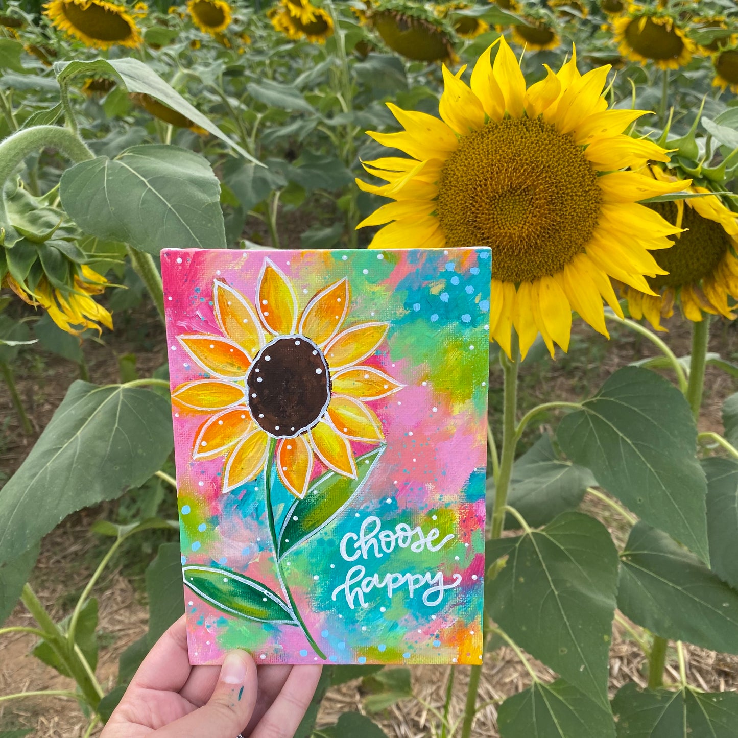 August 2020 Daily Painting Day 4 “The Happiest Sunflower” 5x7 inch original