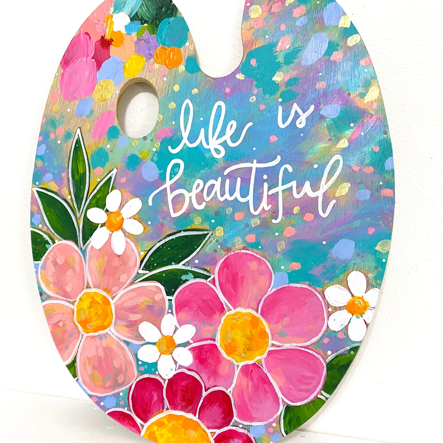 Paint Palette Original Painting 12 Days of Christmas Day 3 “Life is Beautiful”