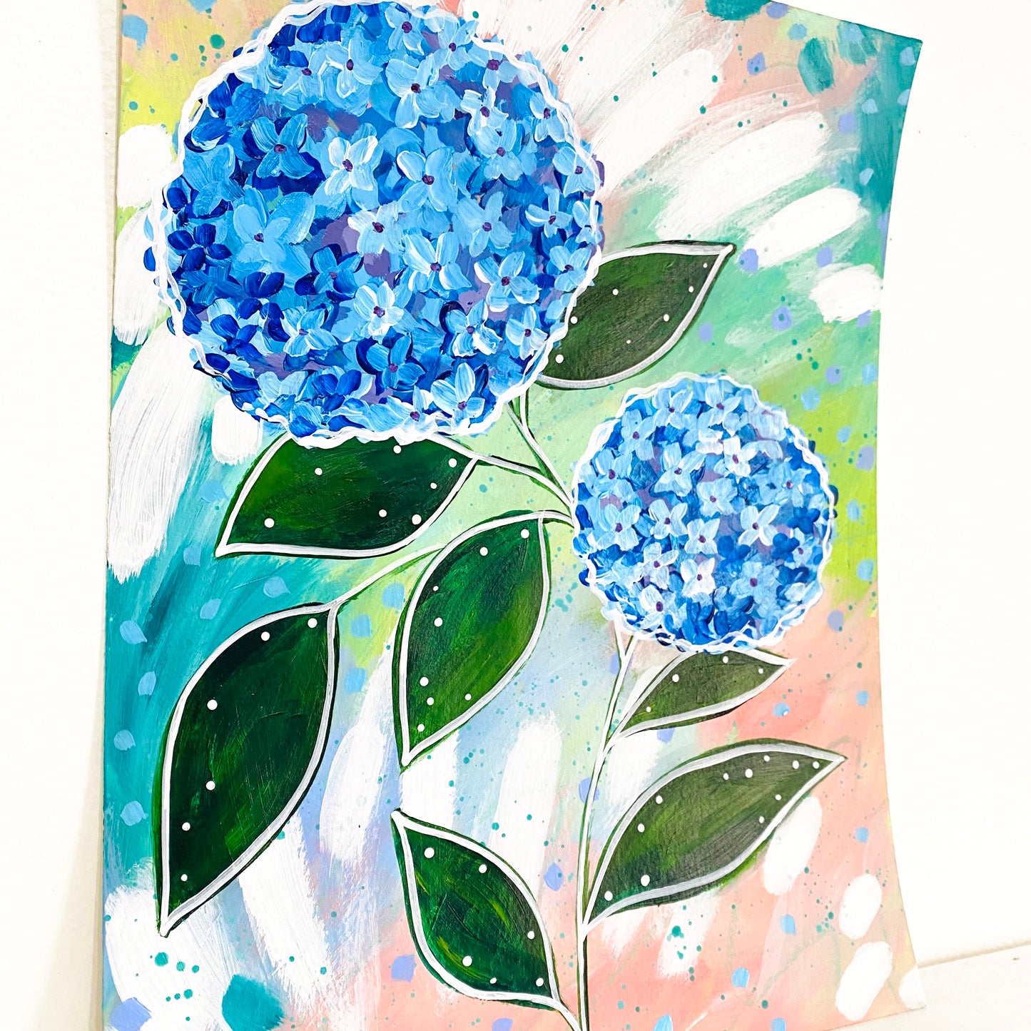 February Flowers Day 25 Hydrangea 8.5x11 inch original painting