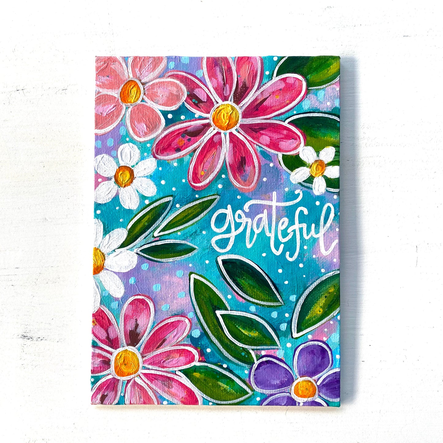 August 2020 Daily Painting Day 17 “Blooms of Gratitude” 5x7 inch original