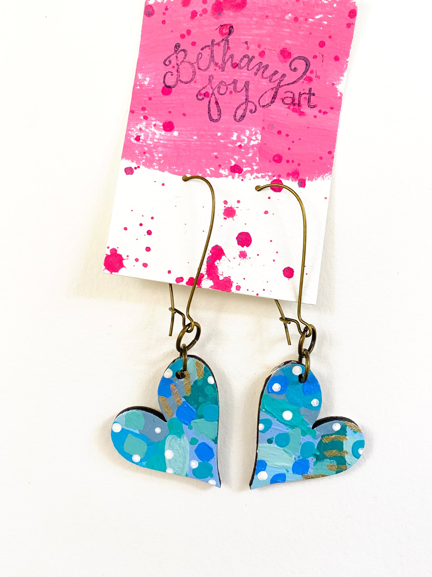 Colorful, Hand Painted, Heart Shaped Earrings 180