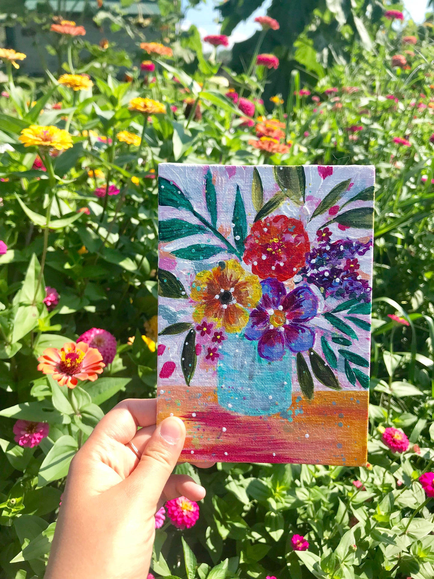 August Daily Painting Day 15 “Coral Sunrise" 5x7 inch Floral Original - Bethany Joy Art