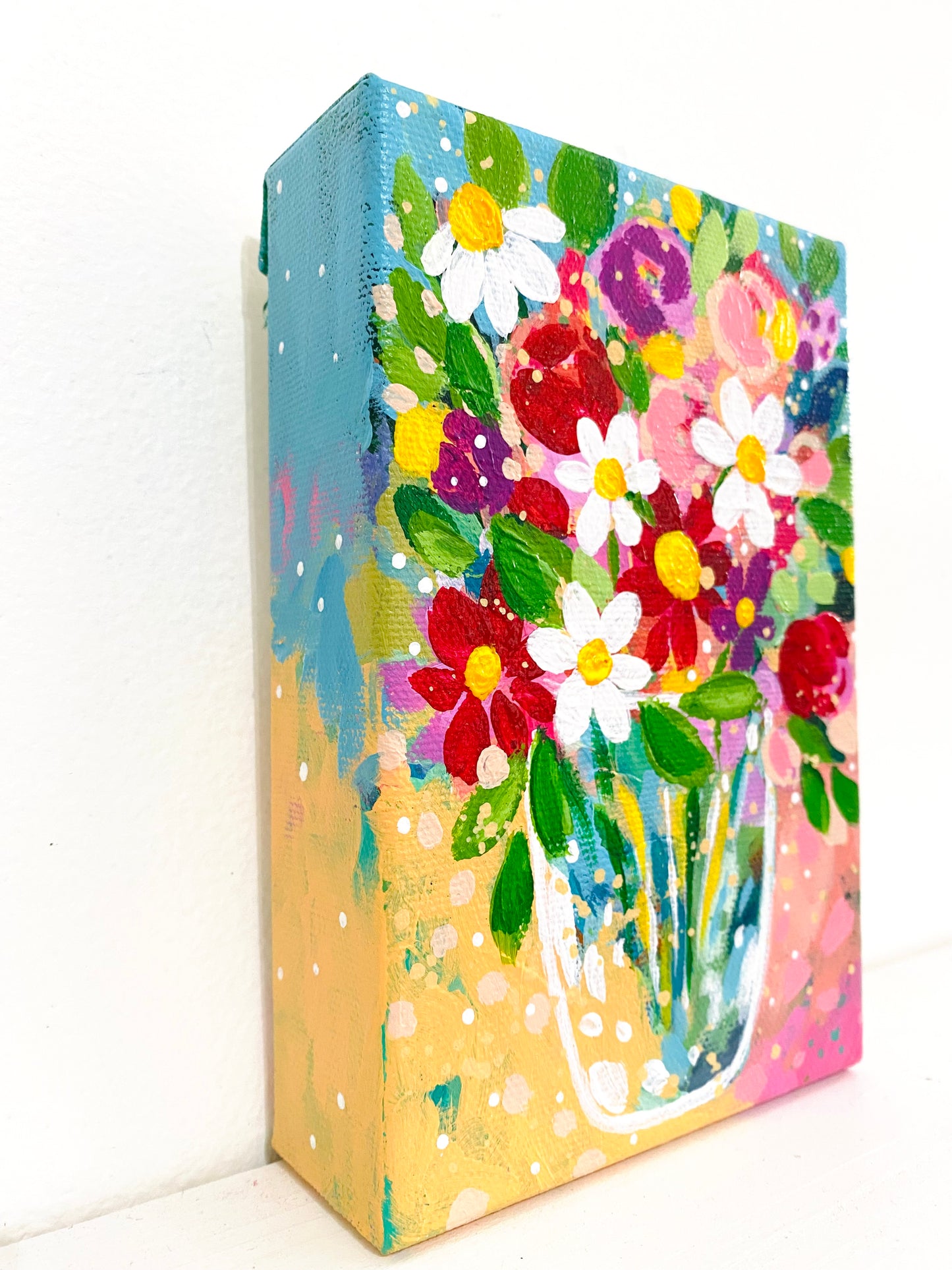 Floral Original Painting "Jar of Joy" 4x6 inch canvas