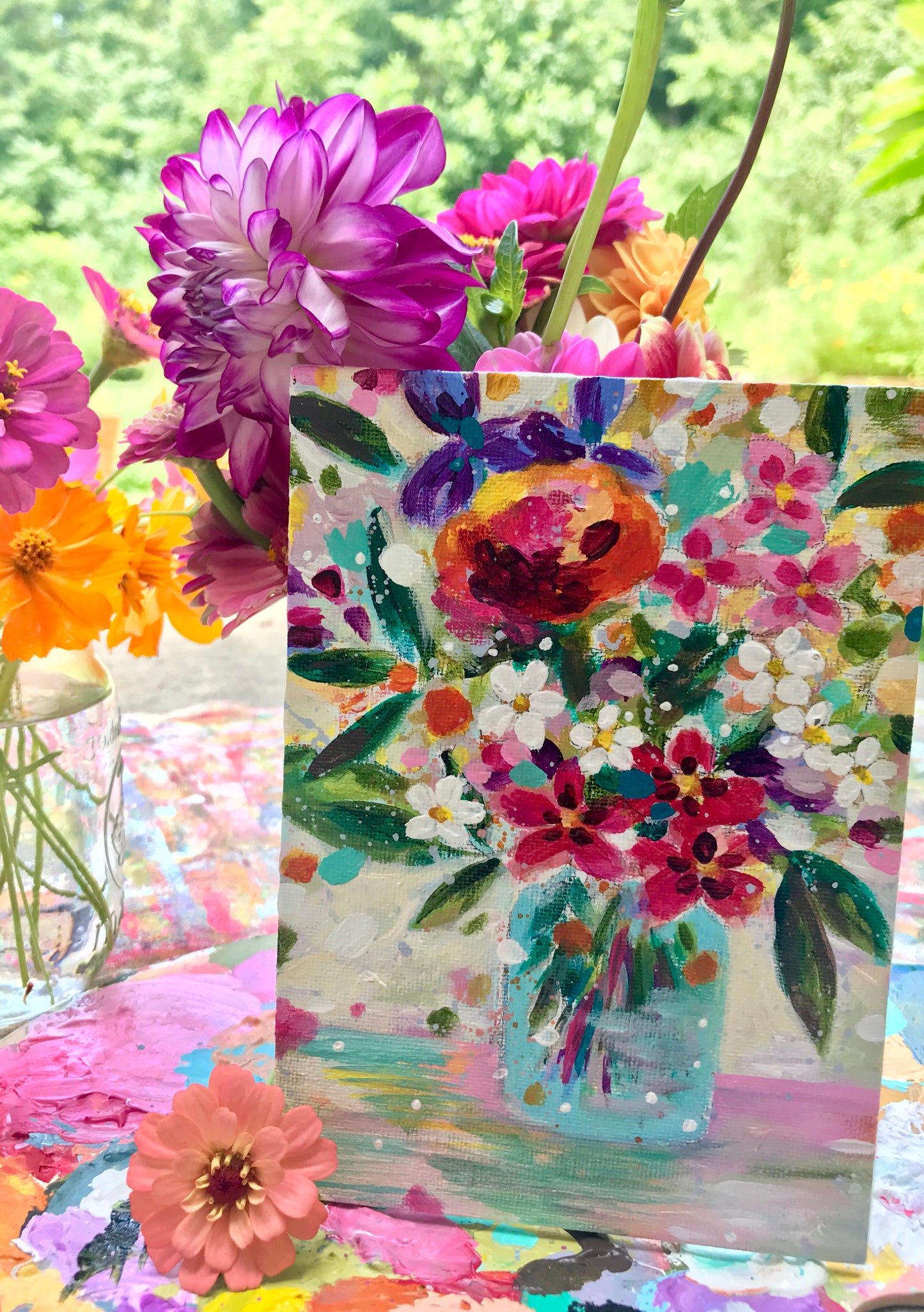 August Daily Painting Day 5 “Always Bring Flowers” 5x7 inch Floral Original - Bethany Joy Art