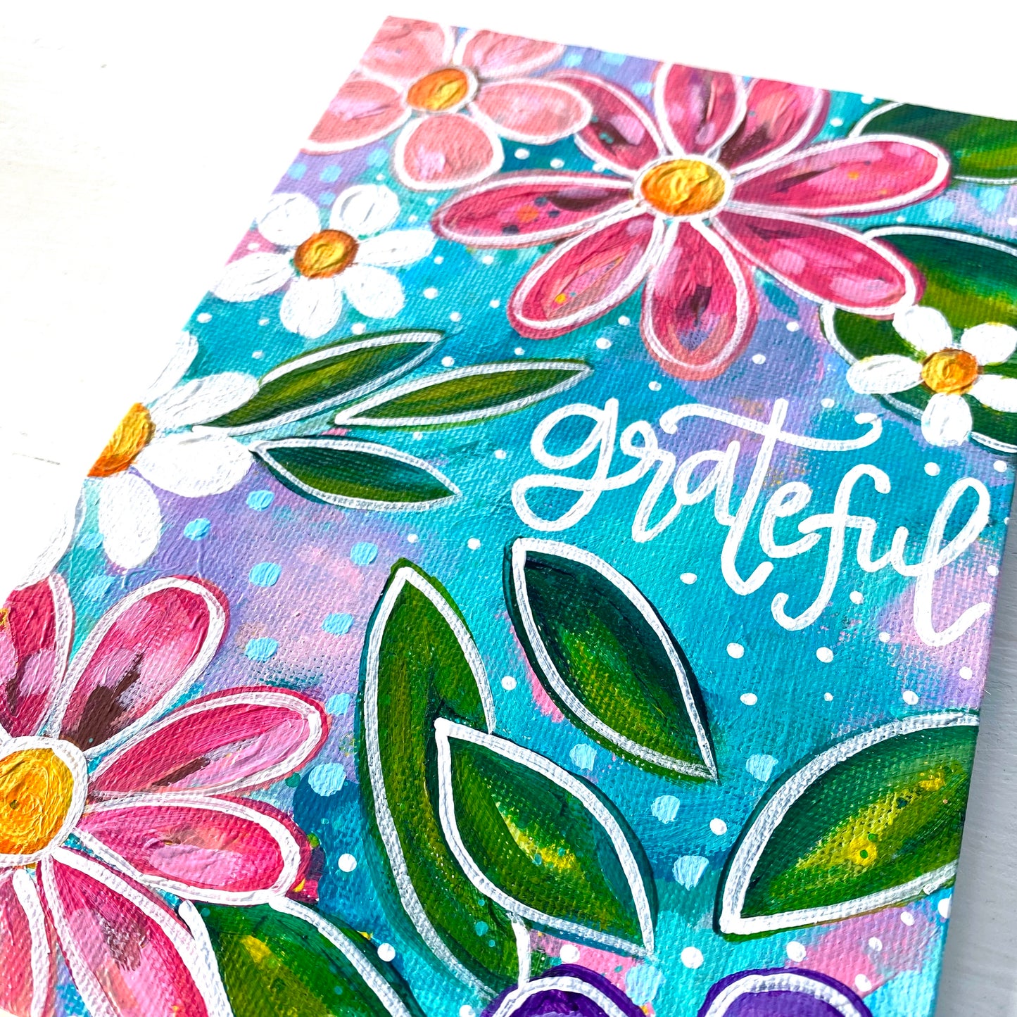 August 2020 Daily Painting Day 17 “Blooms of Gratitude” 5x7 inch original