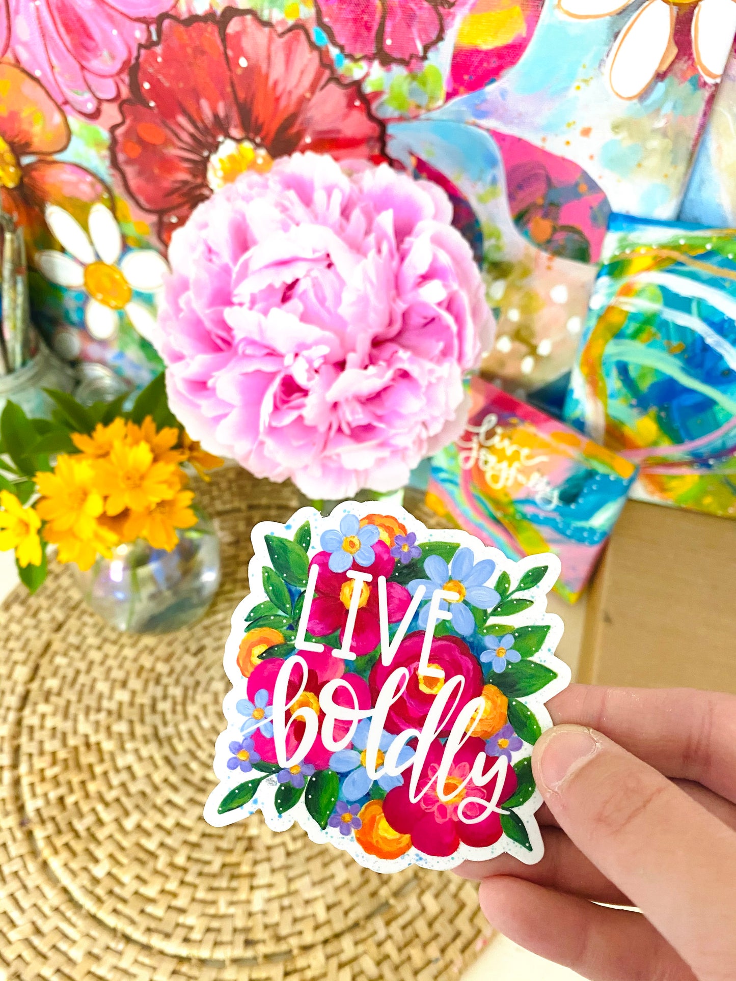 Live Boldly Floral Vinyl Sticker - May 2021 Sticker of the Month