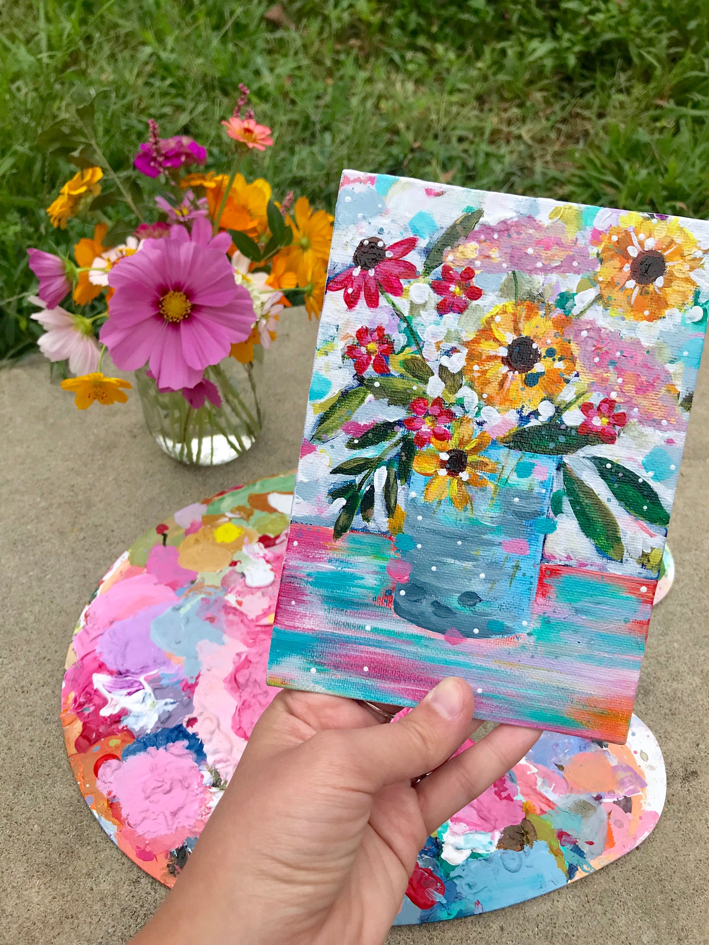 August Daily Painting Day 27 “Cotton Candy Skies" 5x7 inch Floral Original - Bethany Joy Art