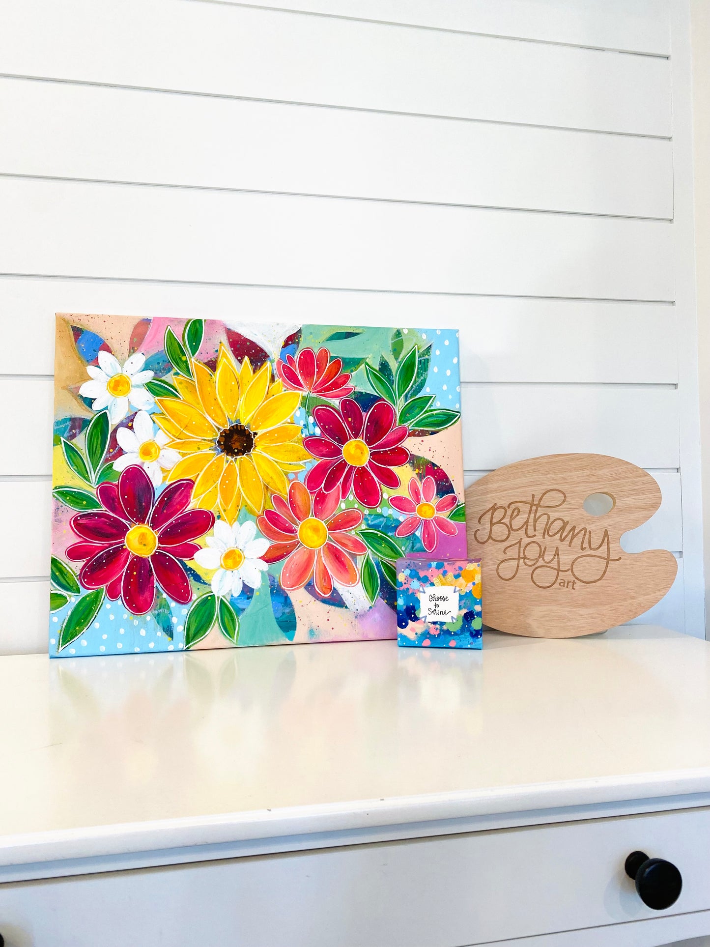 Floral Original Painting "Flowers at Sunrise" 16x20 inch Canvas
