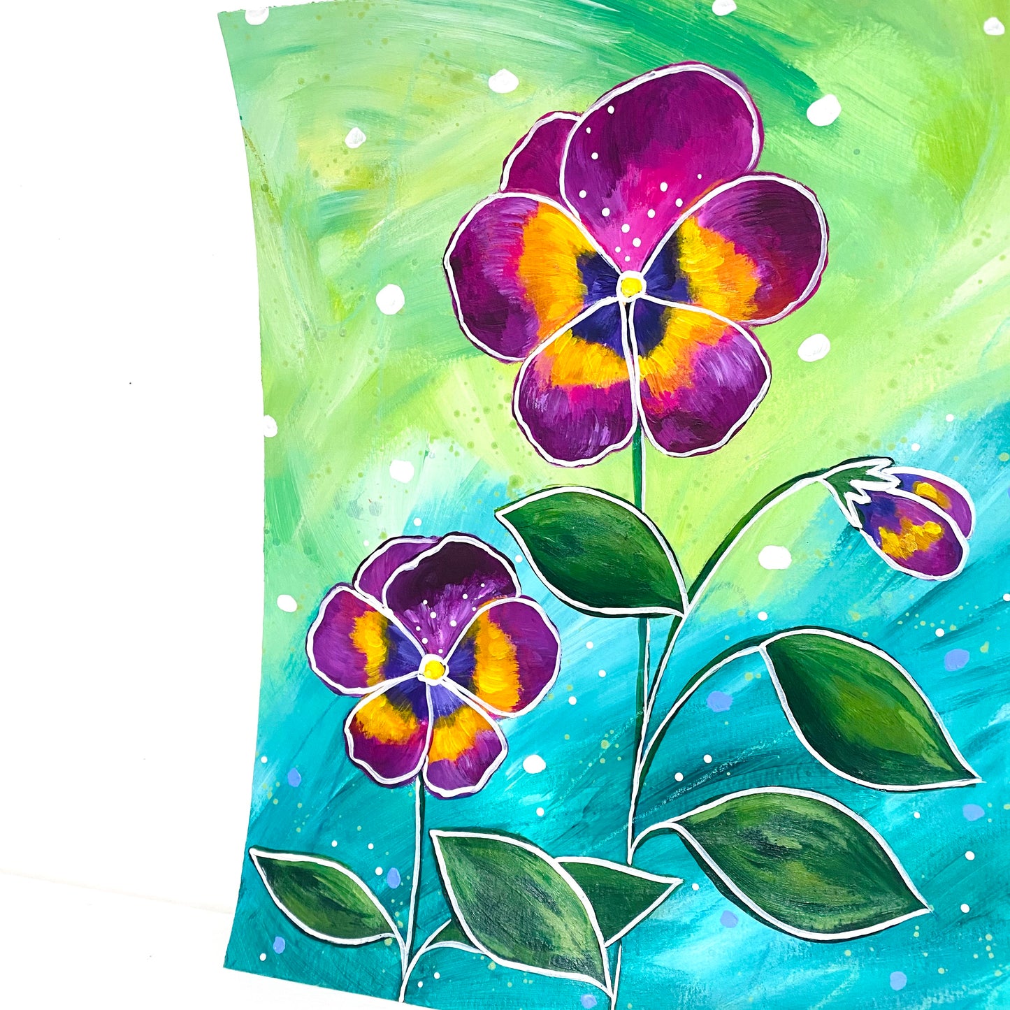 February Flowers Day 15 Pansy 8.5x11 inch original painting