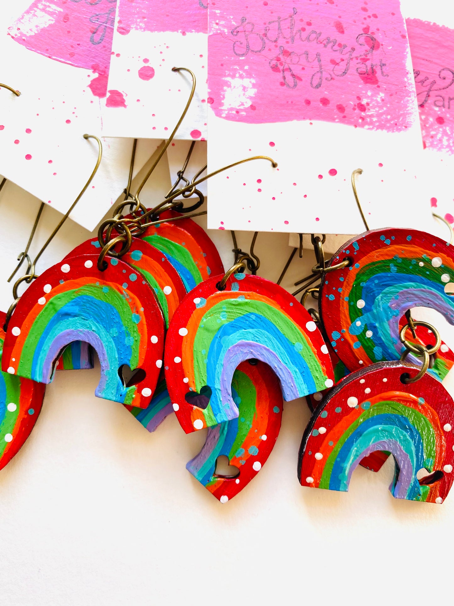 Colorful, Hand Painted, Rainbow Shaped Earrings Color Palette 10