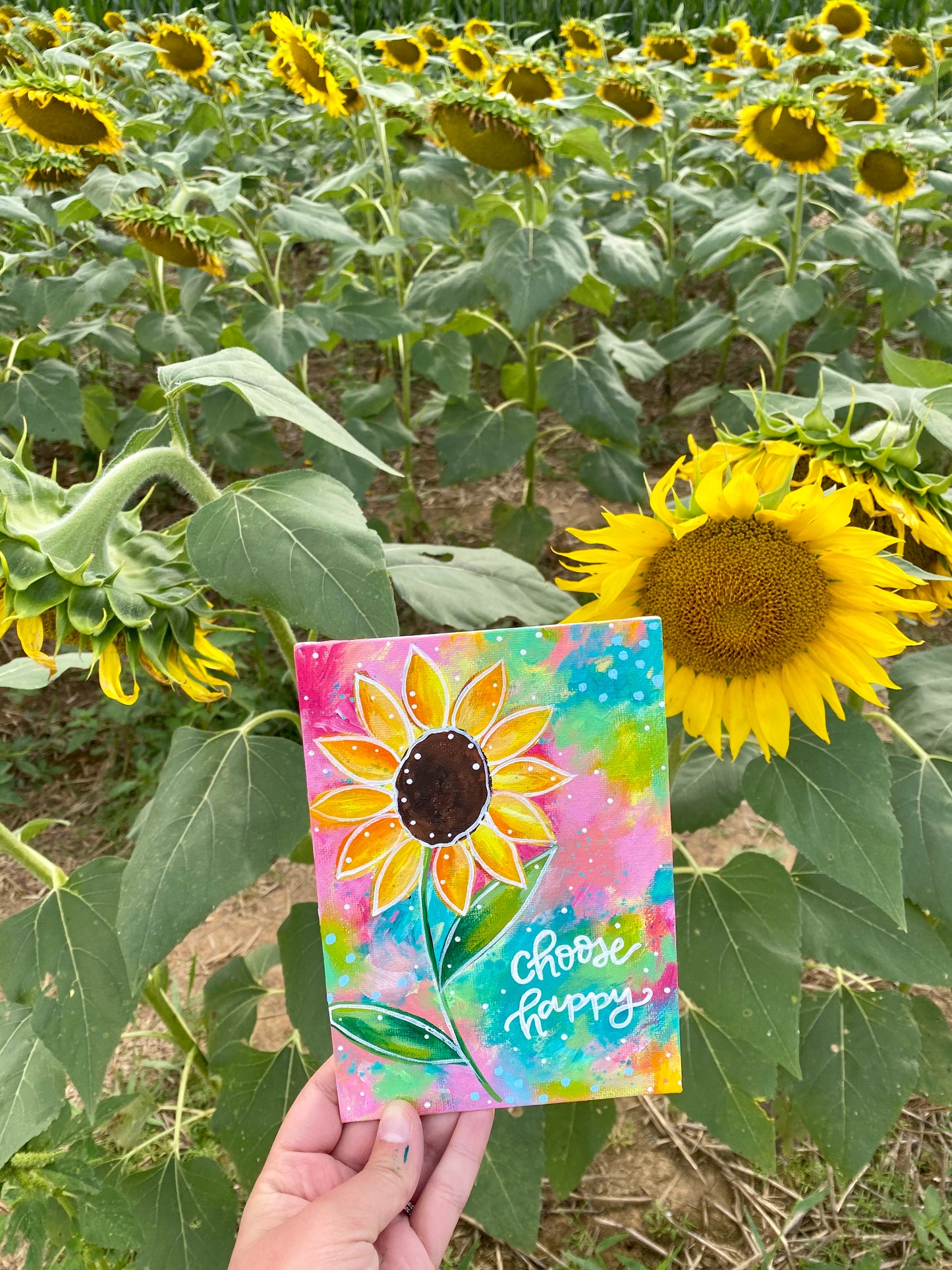August 2020 Daily Painting Day 4 “The Happiest Sunflower” 5x7 inch original