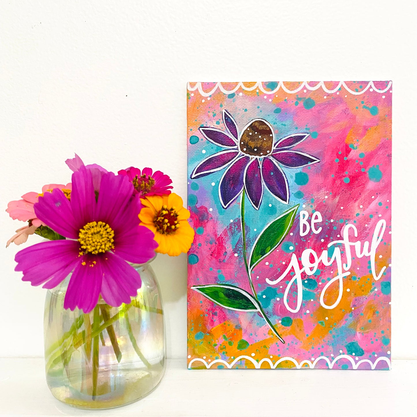 September 2021 Daily Painting Day 4 “Be Joyful” 5x7 inch original