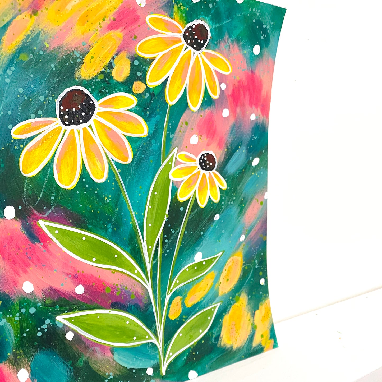 February Flowers Day 26 Black-Eyed Susan 8.5x11 inch original painting