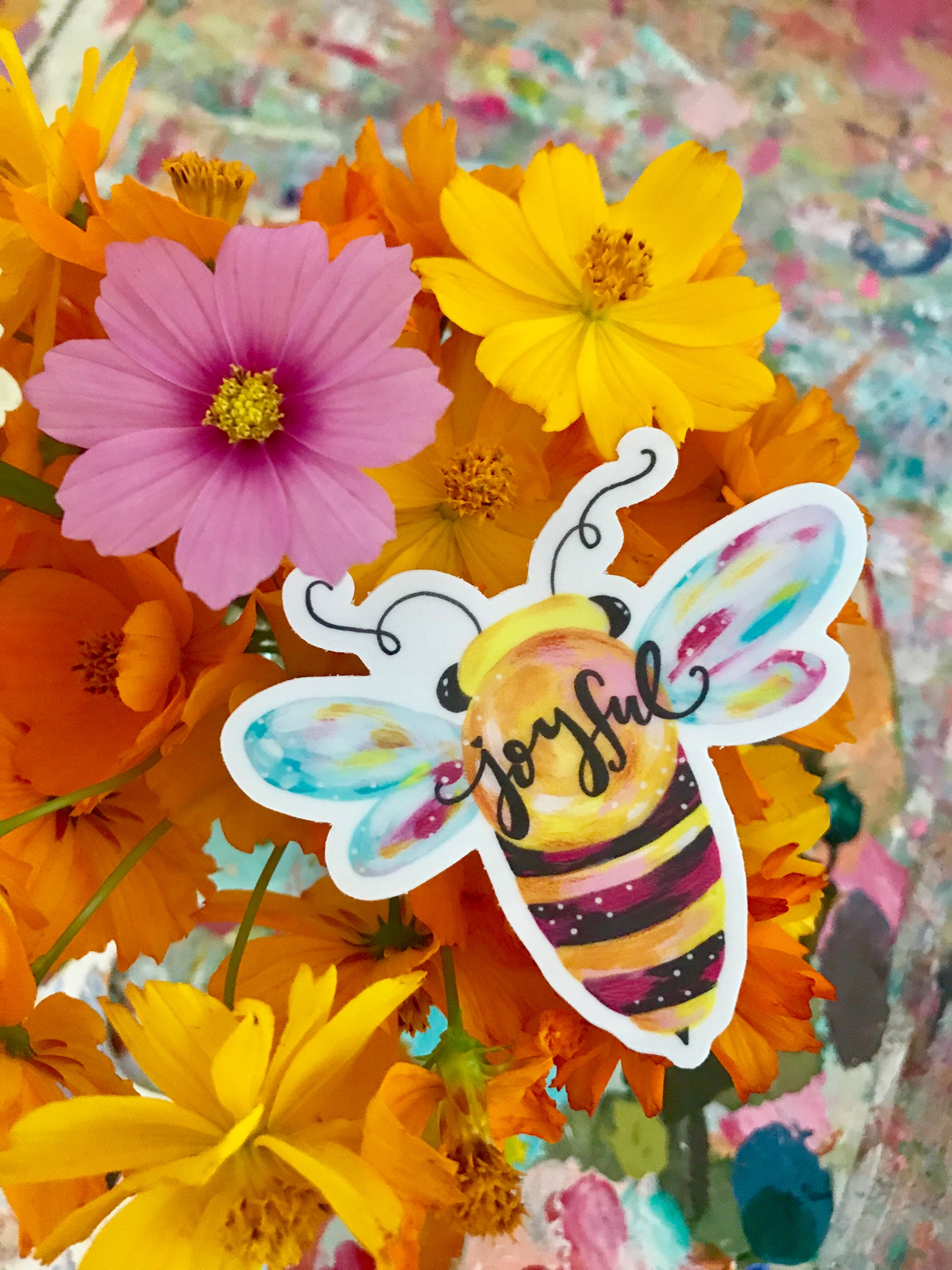 Bee Joyful Vinyl Sticker - Bethany Joy Art