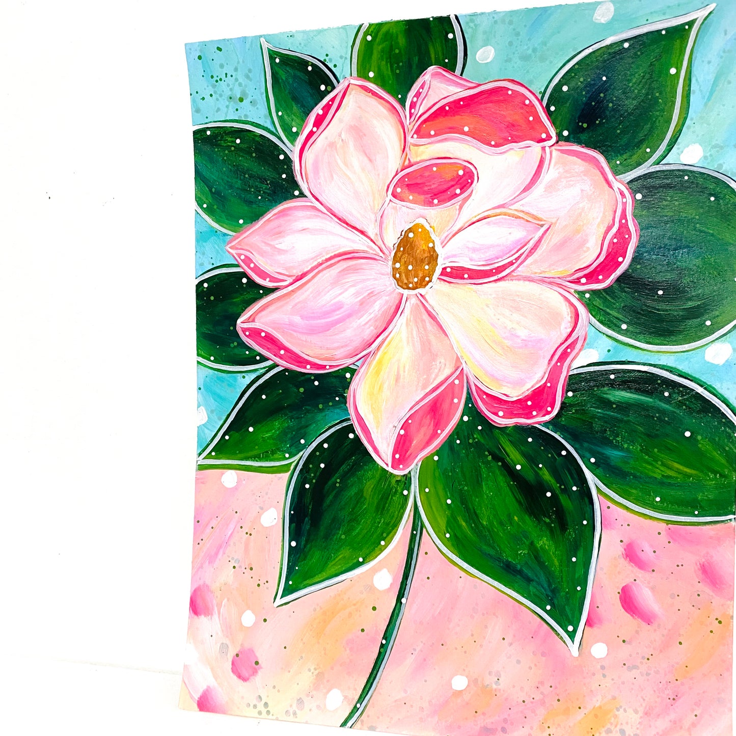 February Flowers Day 10 Magnolia 8.5x11 inch original painting