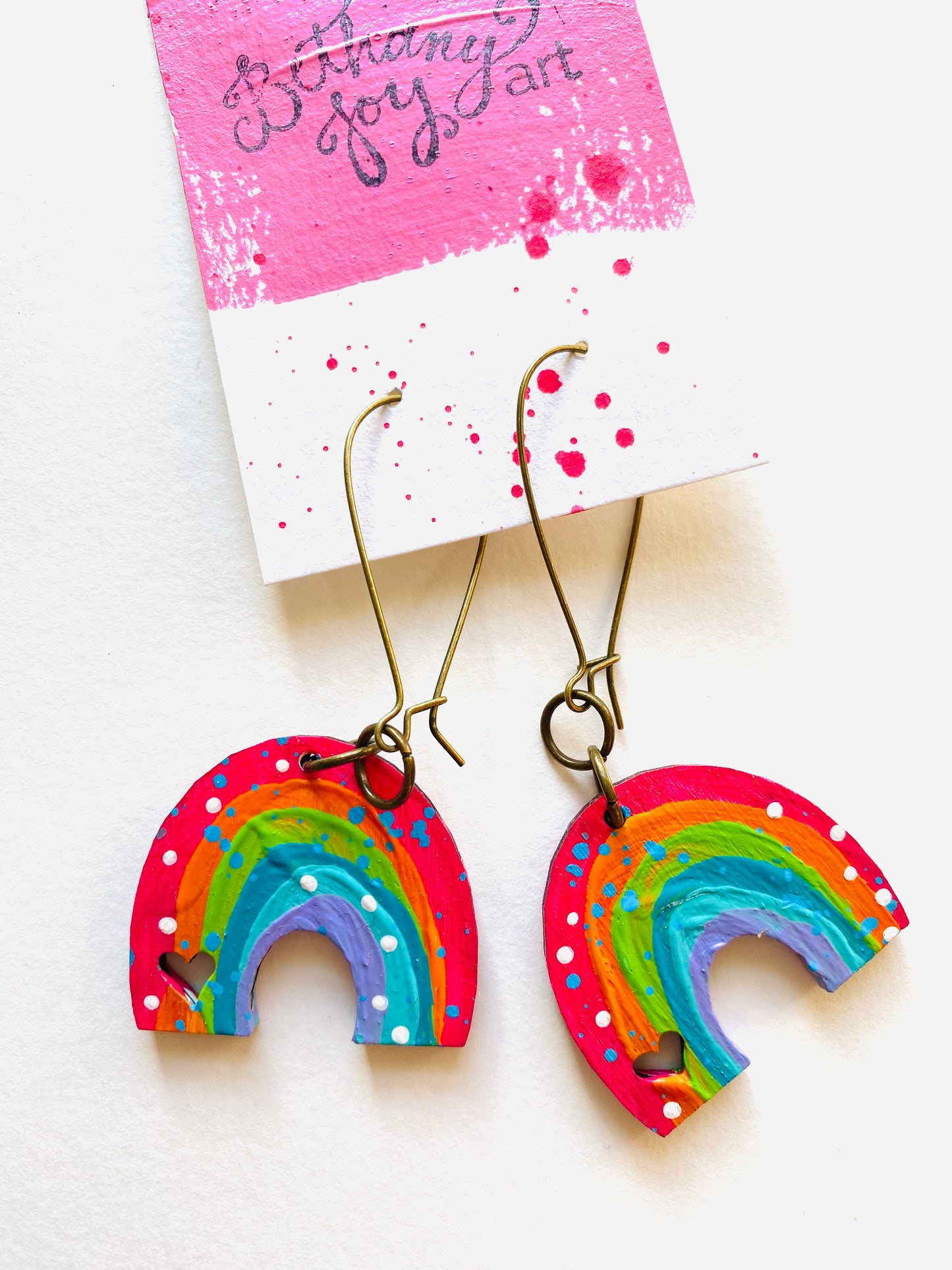 Colorful, Hand Painted, Rainbow Shaped Earrings Color Palette 5