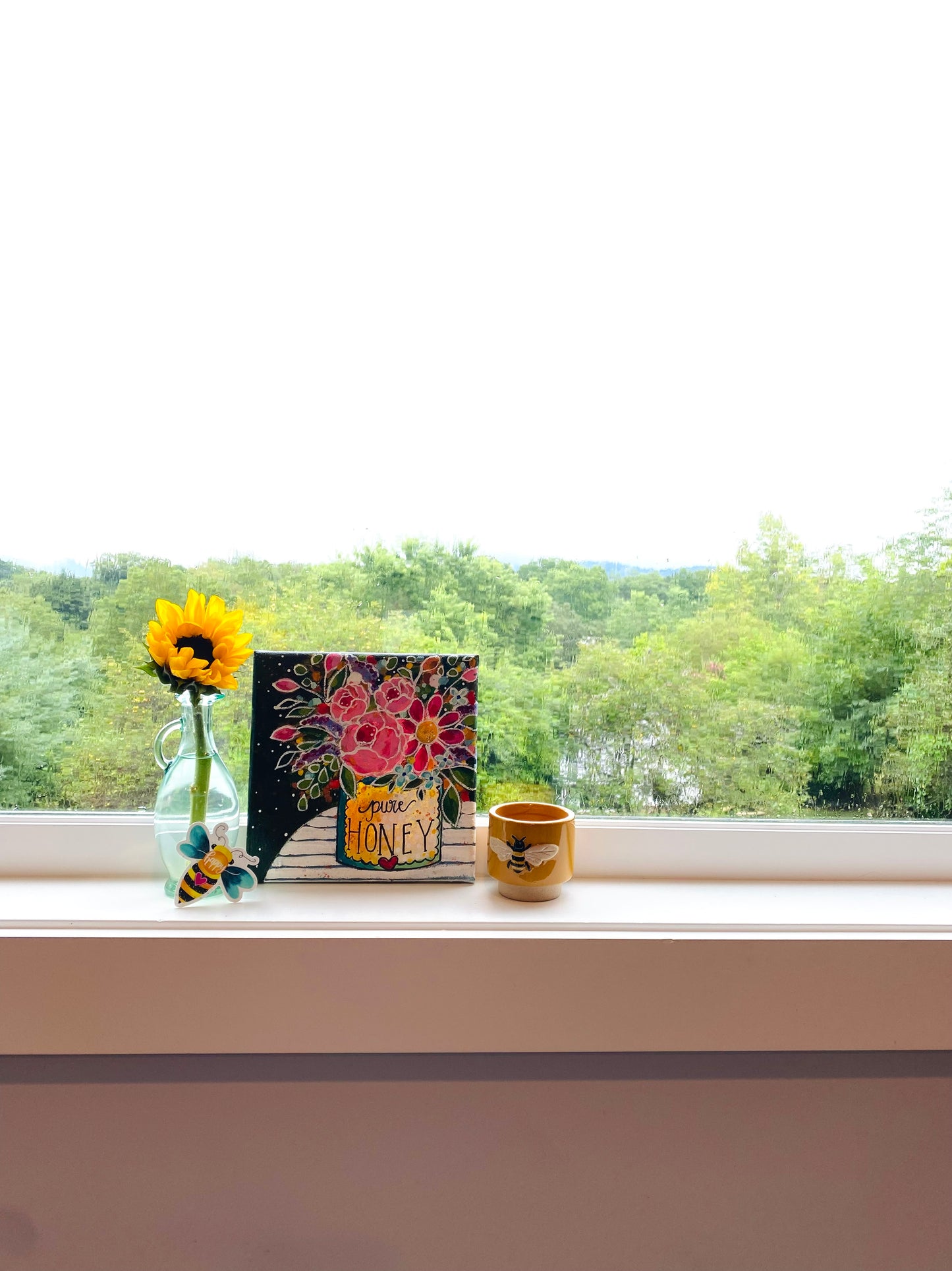 "Pure Honey Flowers" 8x8 inch Original Painting on Canvas with painted sides