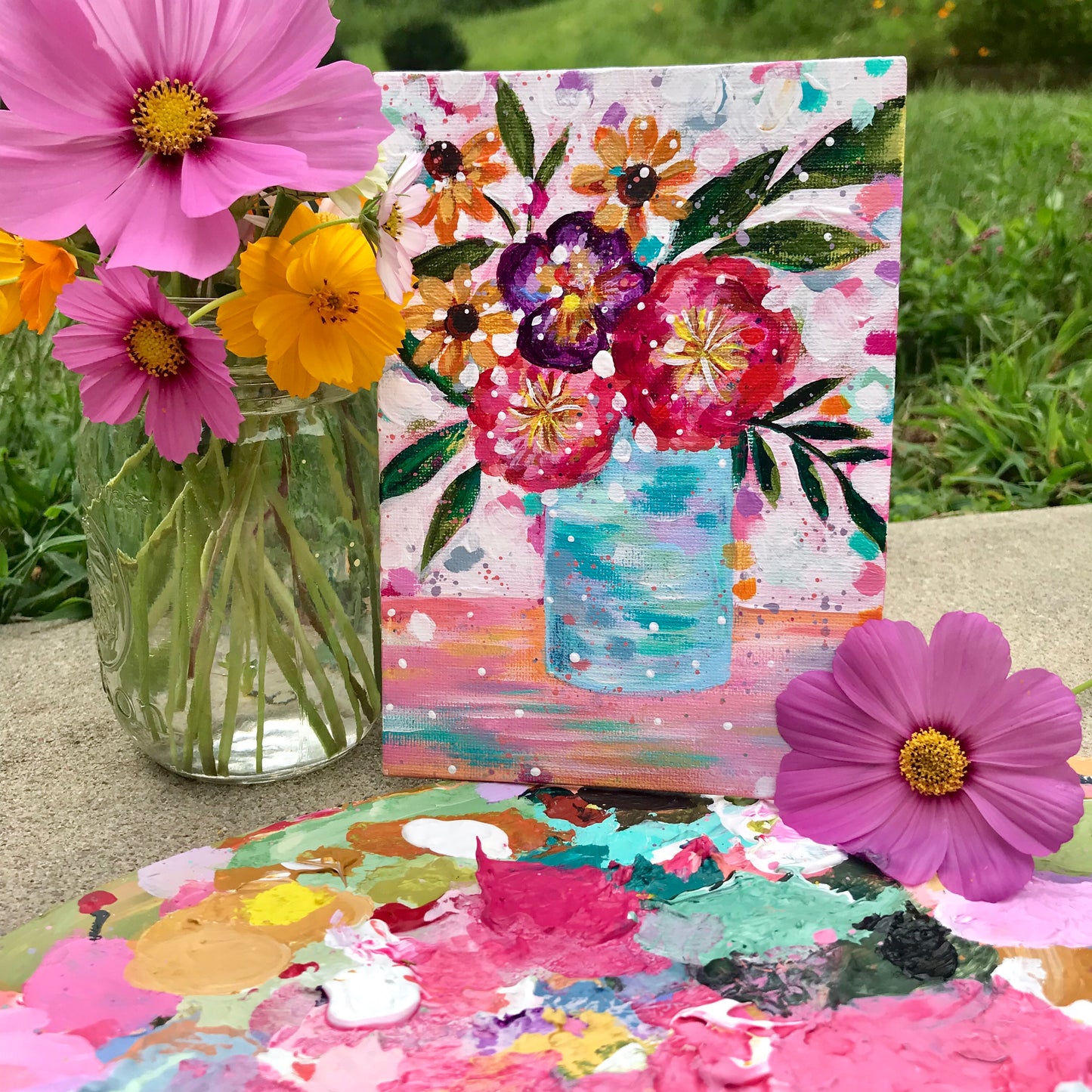 August Daily Painting Day 28 “Summertime Magic" 5x7 inch Floral Original - Bethany Joy Art