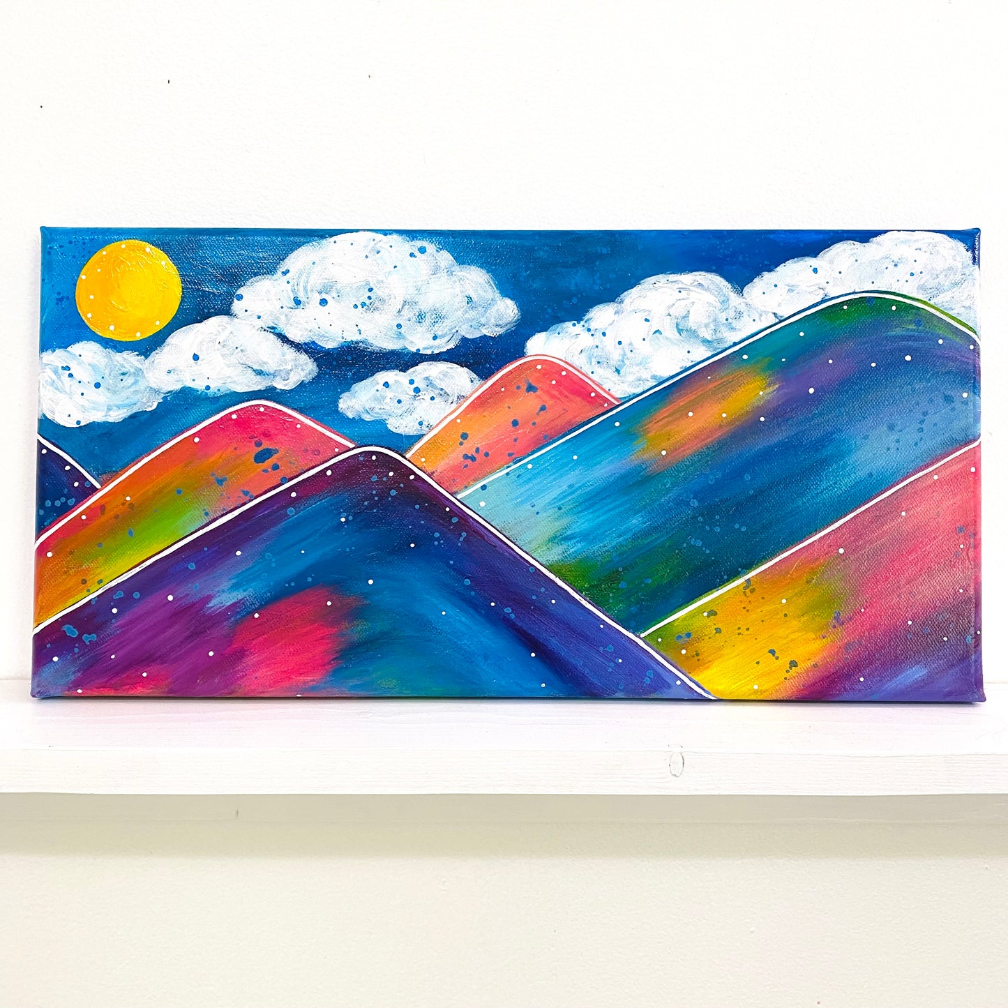 "The Mountains are Calling" 8x16 inch Original Mountain Inspired Painting on Canvas with painted sides