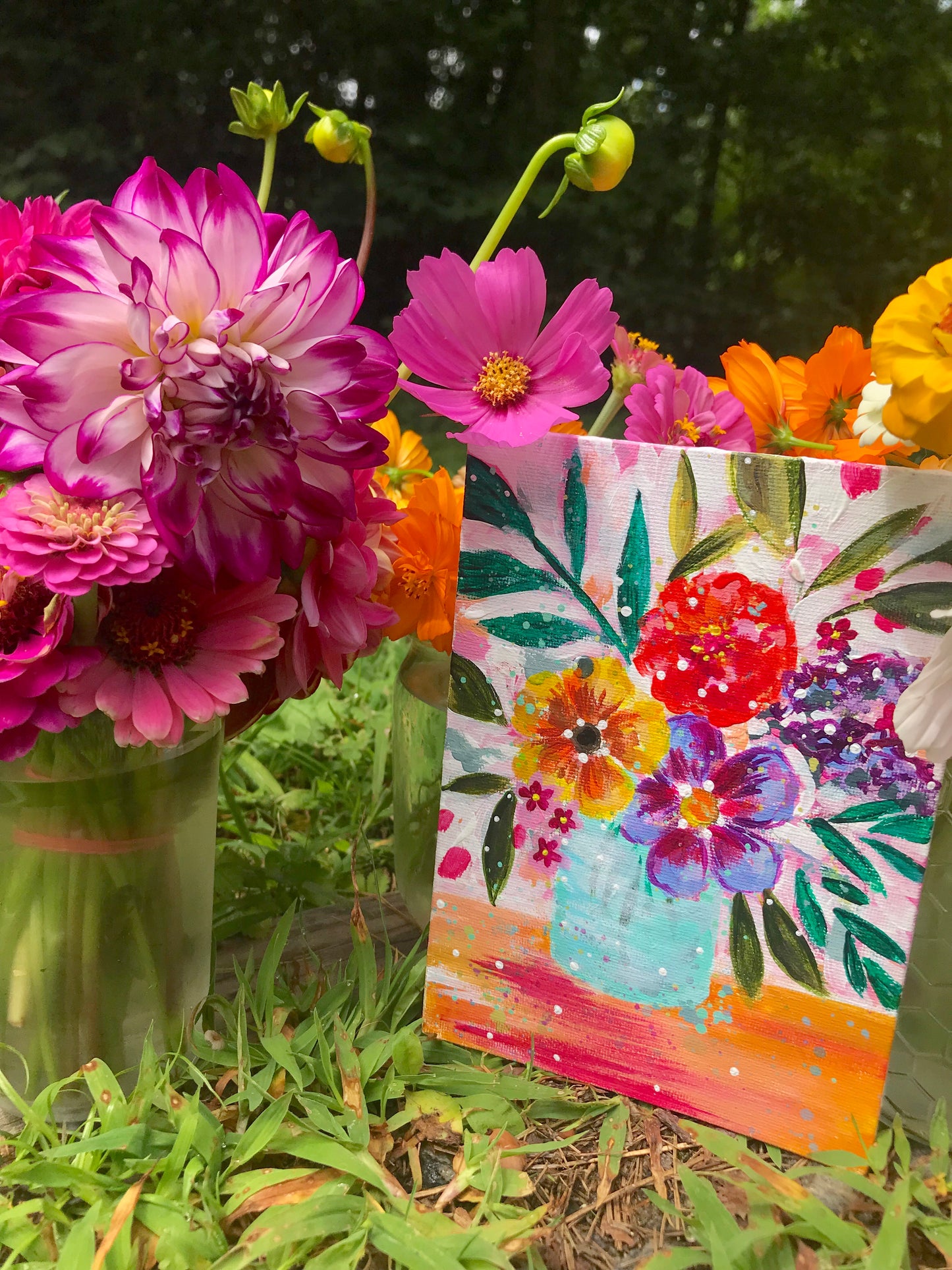 August Daily Painting Day 15 “Coral Sunrise" 5x7 inch Floral Original - Bethany Joy Art